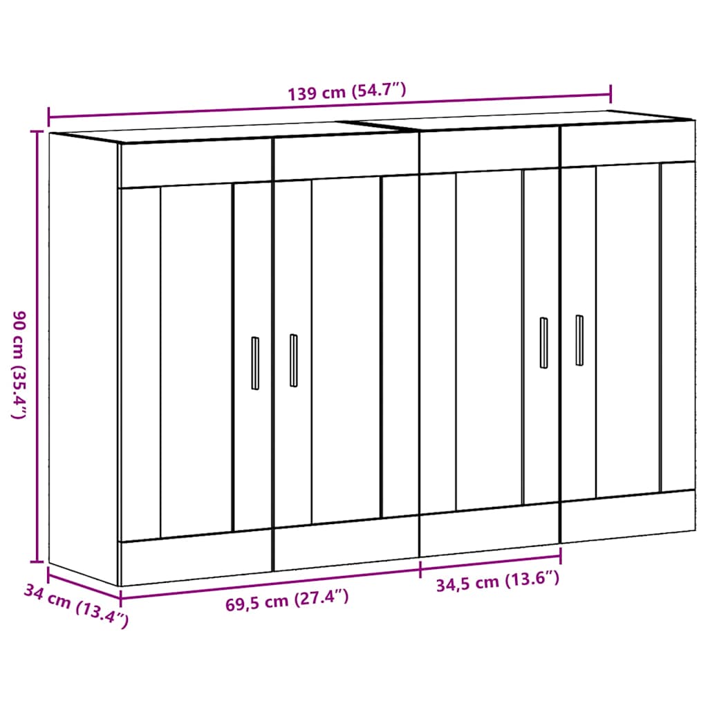 Sieniniai kabinetai 2 vnt Meistro ąžuolas 69.5x34x90 cm Inžinerinė mediena