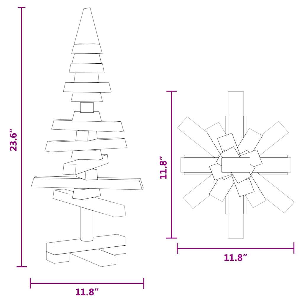 Medinė CROWN WINTER, Kalėdų eglutė stovu Ruda 60 cm. Pušies masyvas