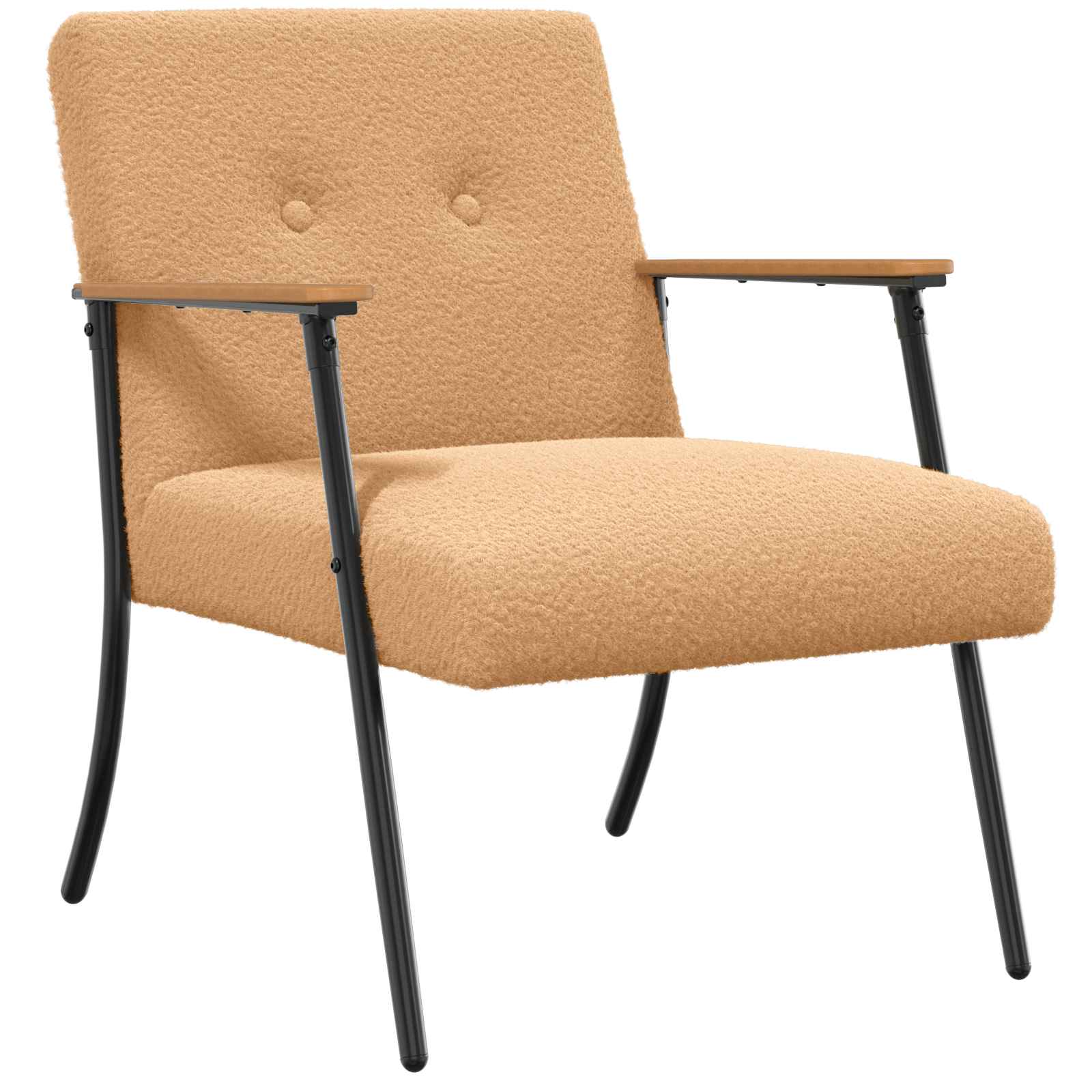Sand 59 x 75 x 78 cm Curly wool fabric armchair