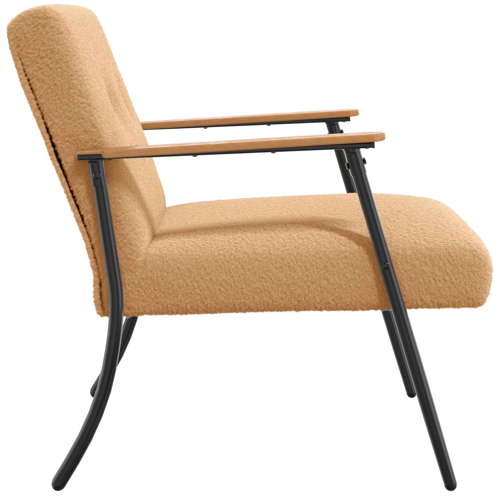 Sand 59 x 75 x 78 cm Curly wool fabric armchair