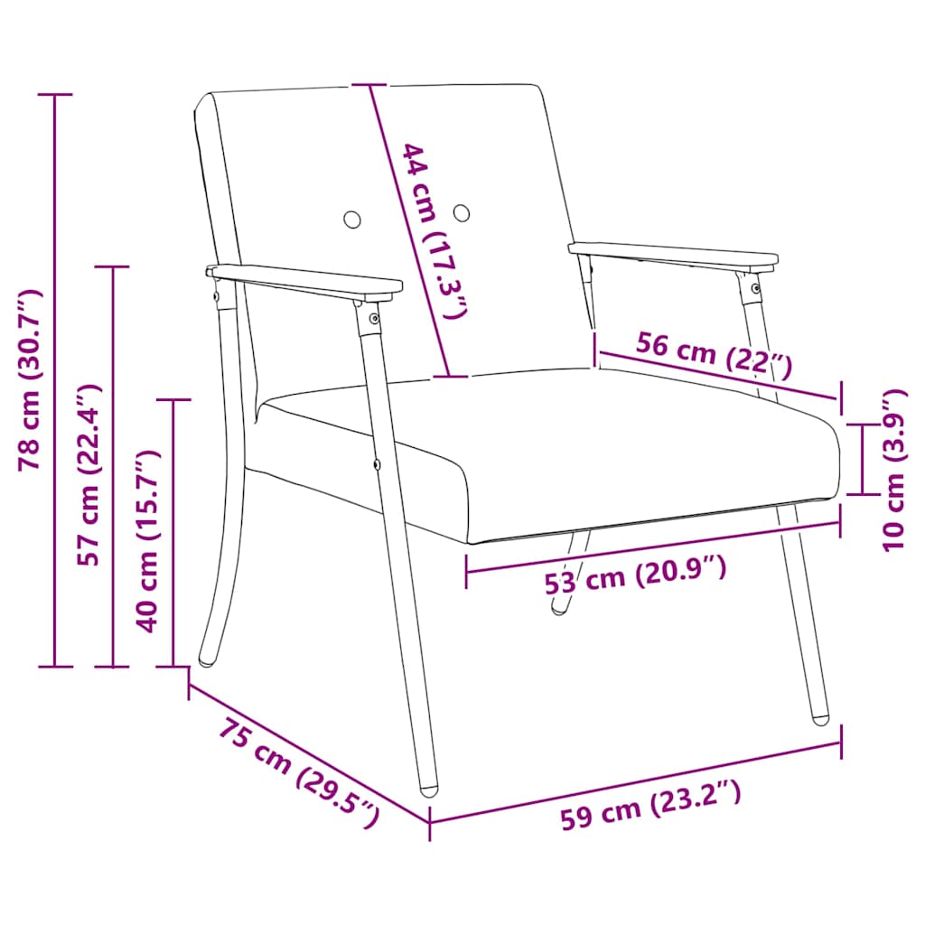 Sand 59 x 75 x 78 cm Curly wool fabric armchair