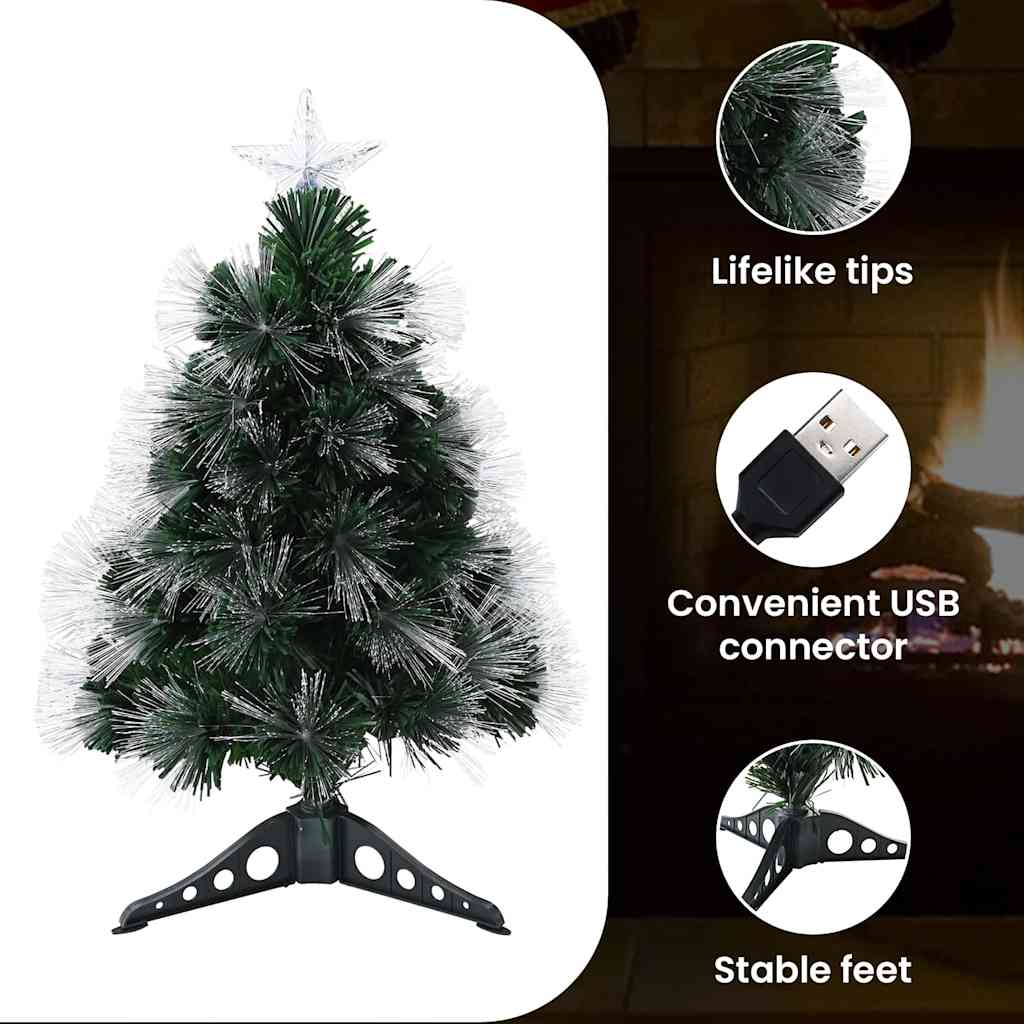 Mākslīgā Ziemassvētku eglīte ar 50 LED lampiņām un statīvu, zaļa, 64 cm, PVC