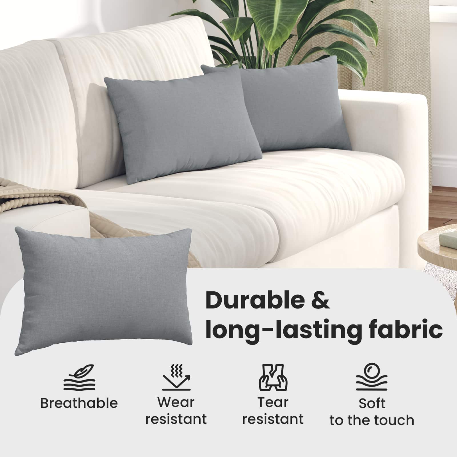 Sofa Pagalvės 2 pcs Šviesiai pilka 50 x 30 cm audinys