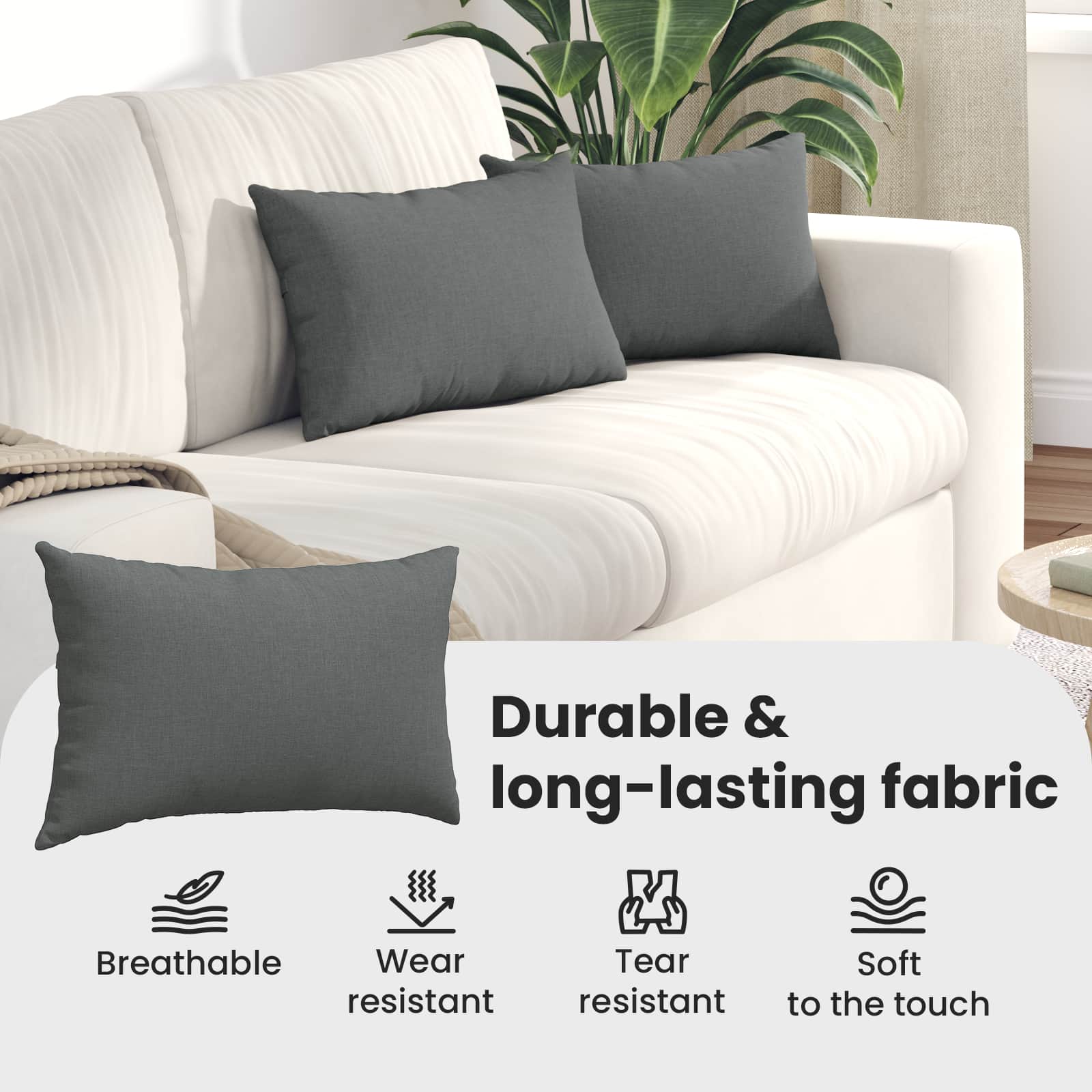 Sofa Pagalvės 2 pcs Tamsiai pilka 50 x 30 cm audinys