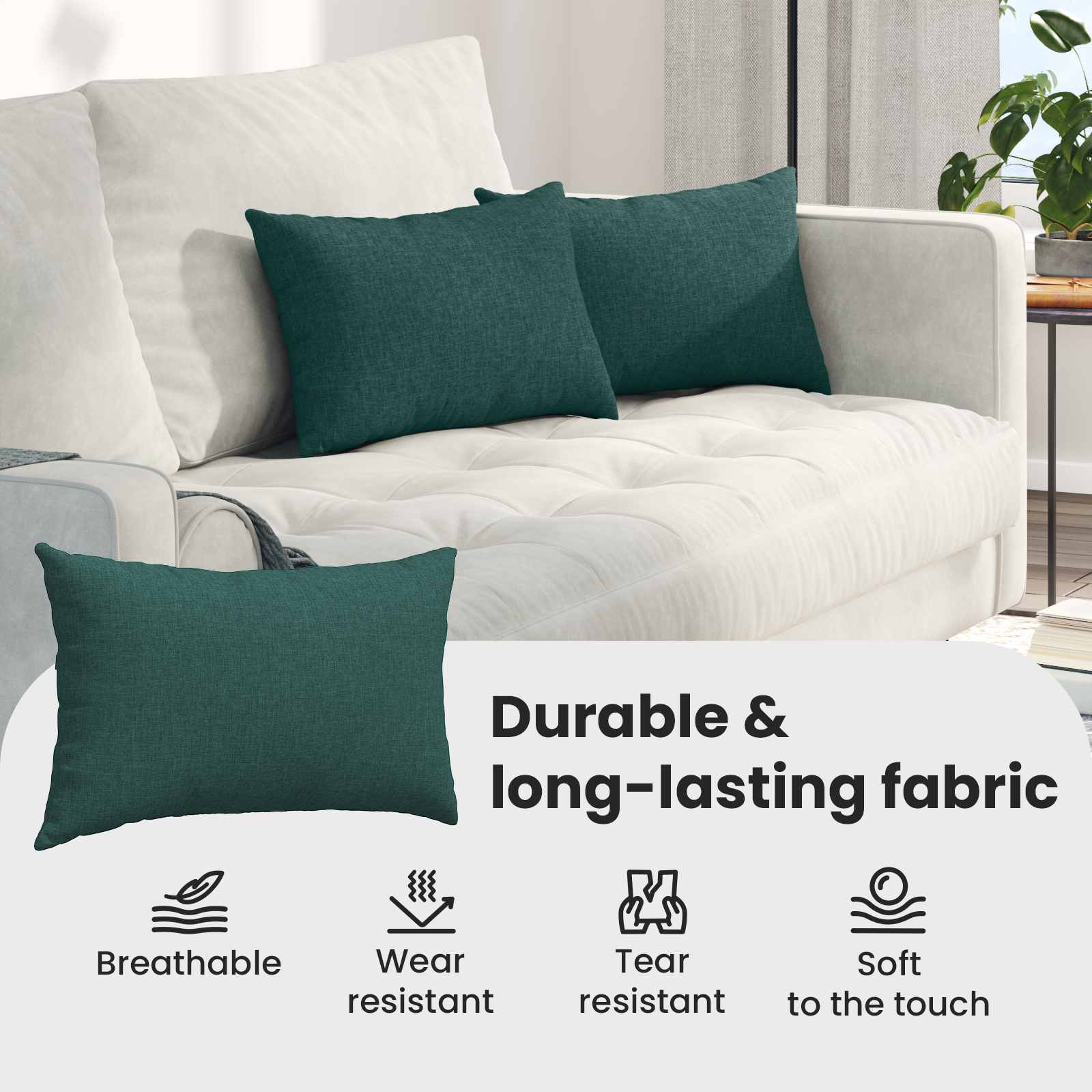 Sofa Pagalvės 2 pcs Tamsiai žalia 50 x 30 cm audinys