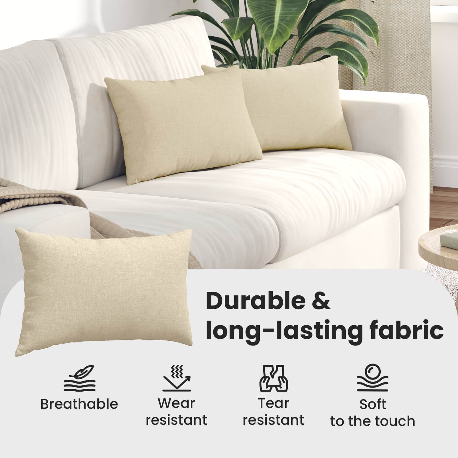 Sofa Pagalvės 2 pcs Kreminė 50 x 30 cm audinys