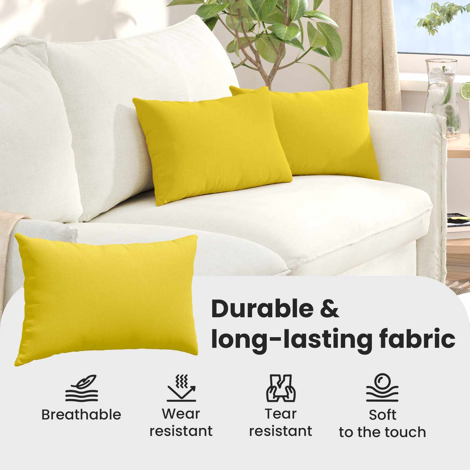 Sofa Pagalvės 2 pcs Šviesi geltona 50 x 30 cm audinys