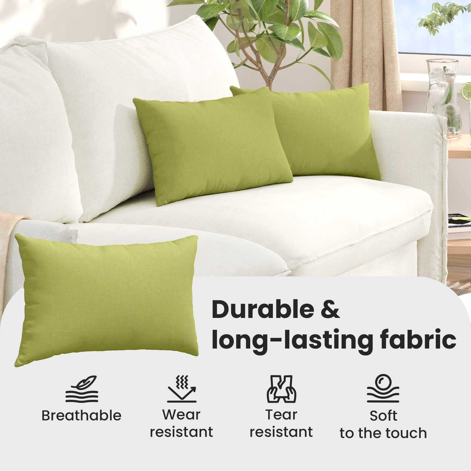 Sofa Pagalvės 2 pcs Šviesiai žalia 50 x 30 cm audinys