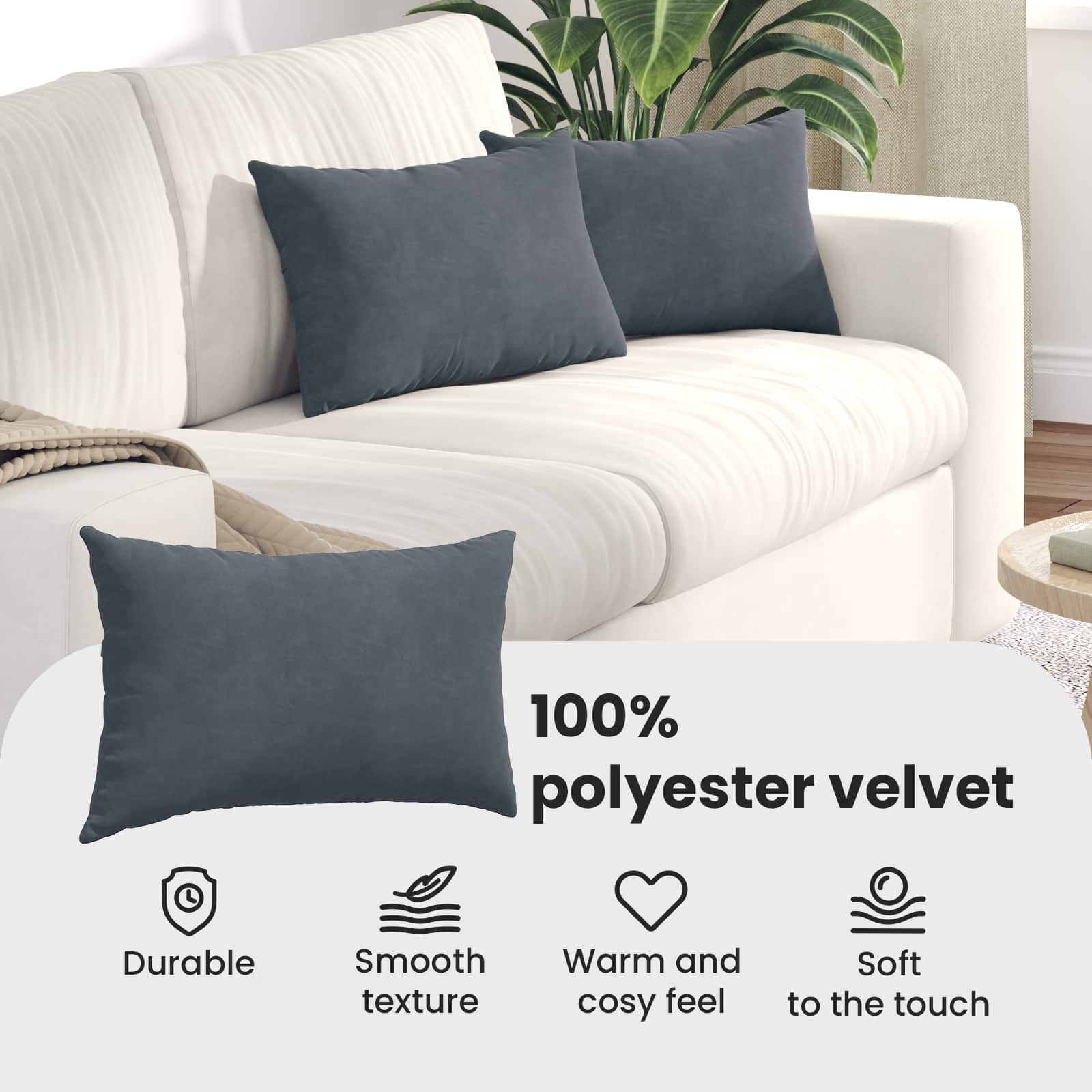 Sofa Pagalvės 2 pcs Tamsiai pilka 50 x 30 cm Kordūrinis audinys