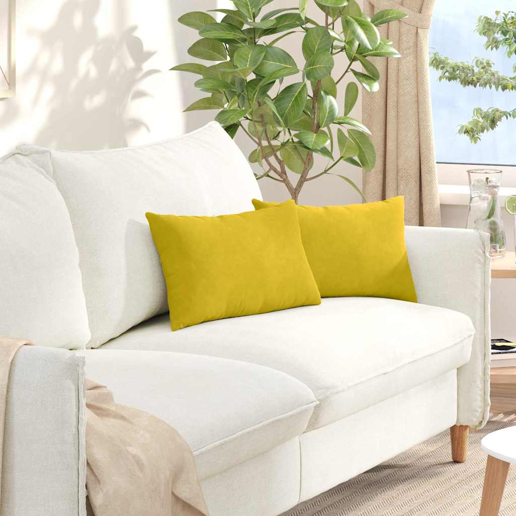 Sofa Pagalvės 2 pcs Geltona 50 x 30 cm Kordūrinis audinys