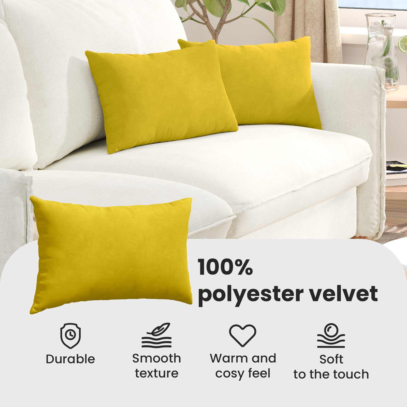 Dīvāna Spilveni 2 gab Dzelteni 50 x 30 cm Korduroja audums