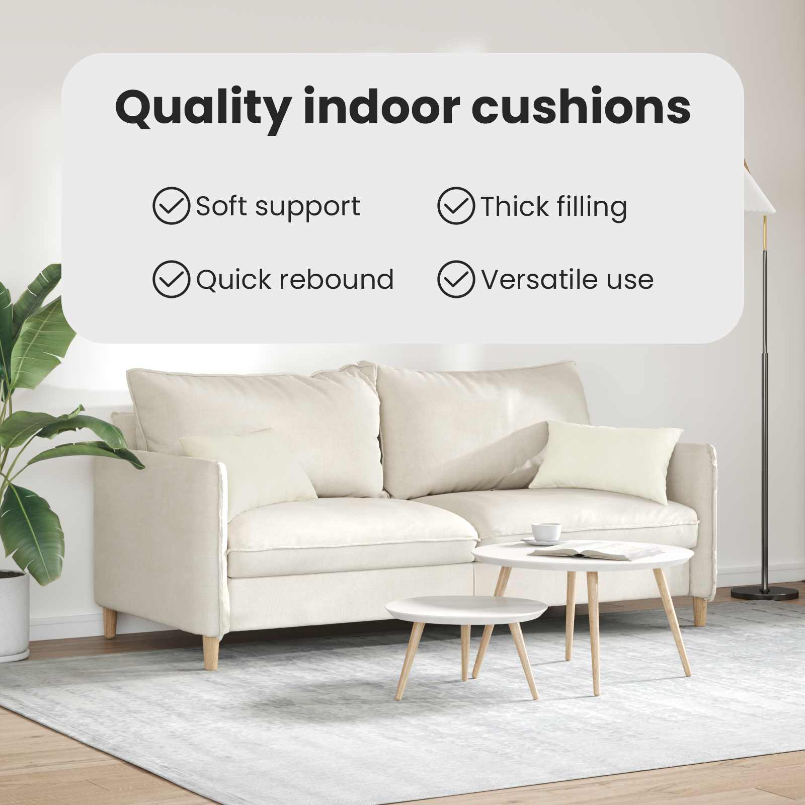 Sofa Pagalvės 2 pcs Kreminė 50 x 30 cm Kordūrinis audinys