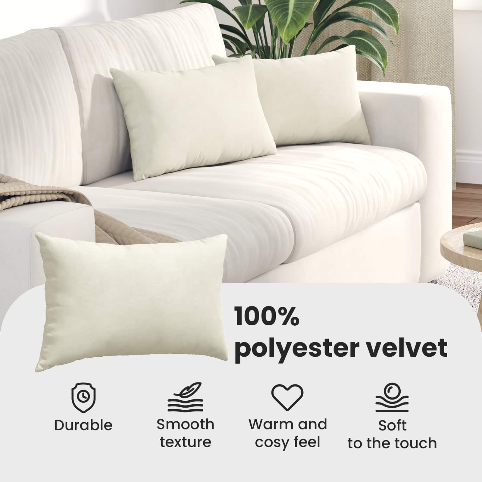 Sofa Pagalvės 2 pcs Kreminė 50 x 30 cm Kordūrinis audinys