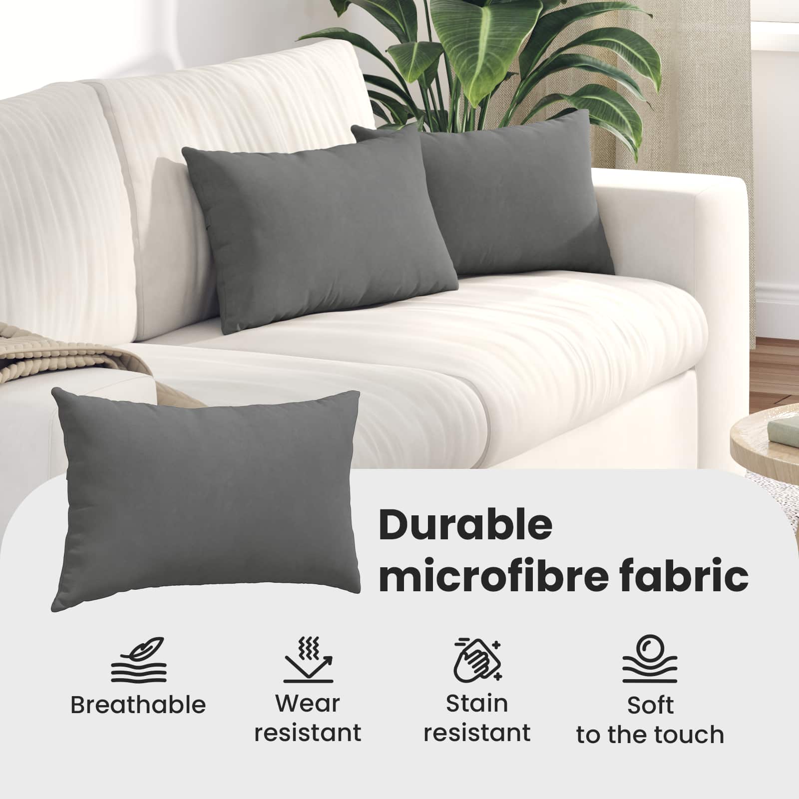 Sofa Pagalvės 2 pcs Tamsiai pilka 50 x 30 cm audinys