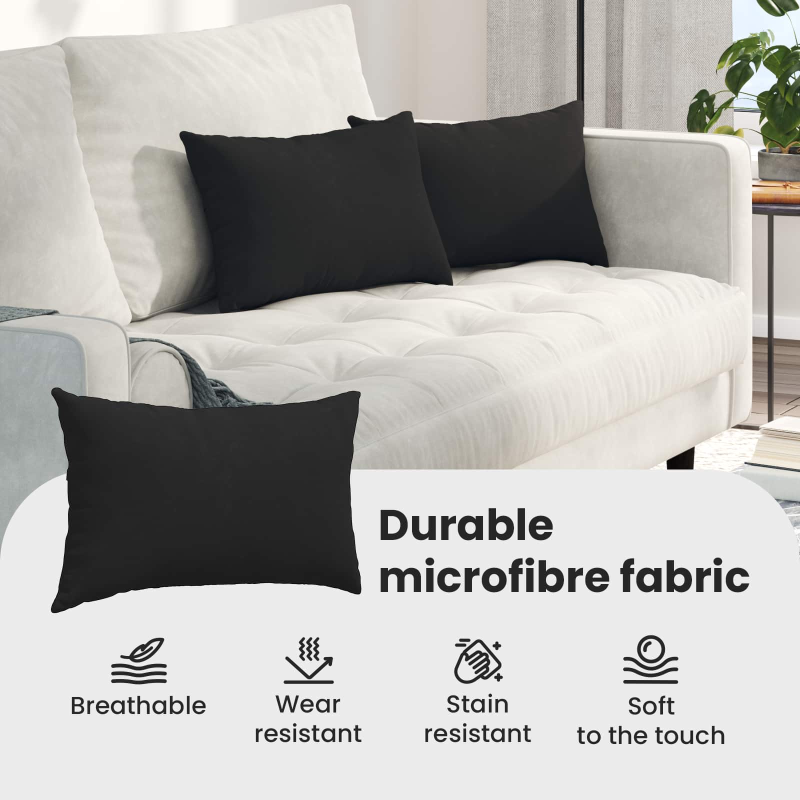 Sofa Pagalvės 2 pcs Juoda 50 x 30 cm audinys