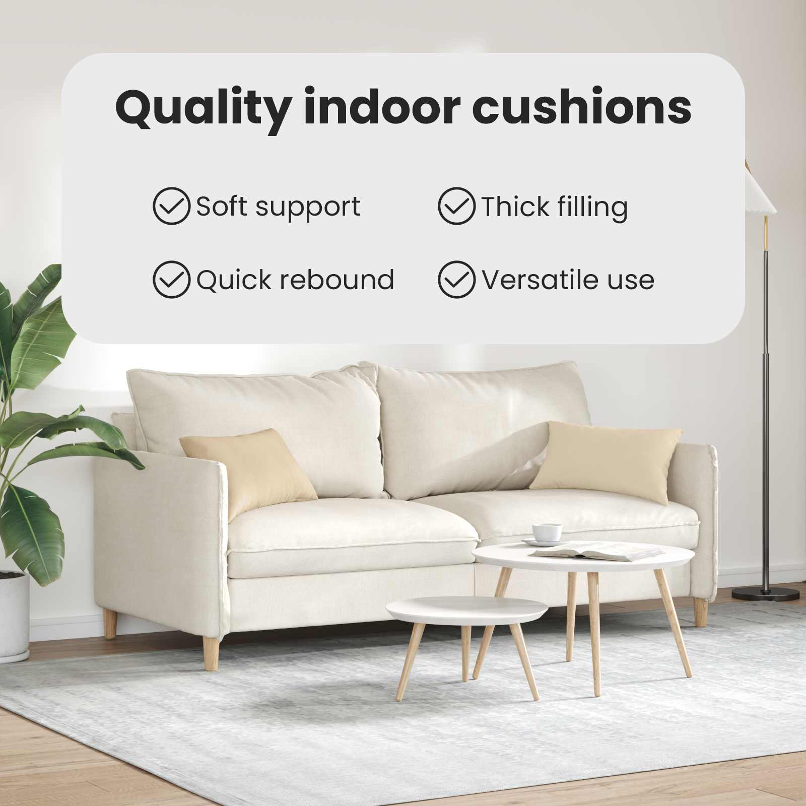 Sofa Pagalvės 2 pcs Kreminė 50 x 30 cm audinys