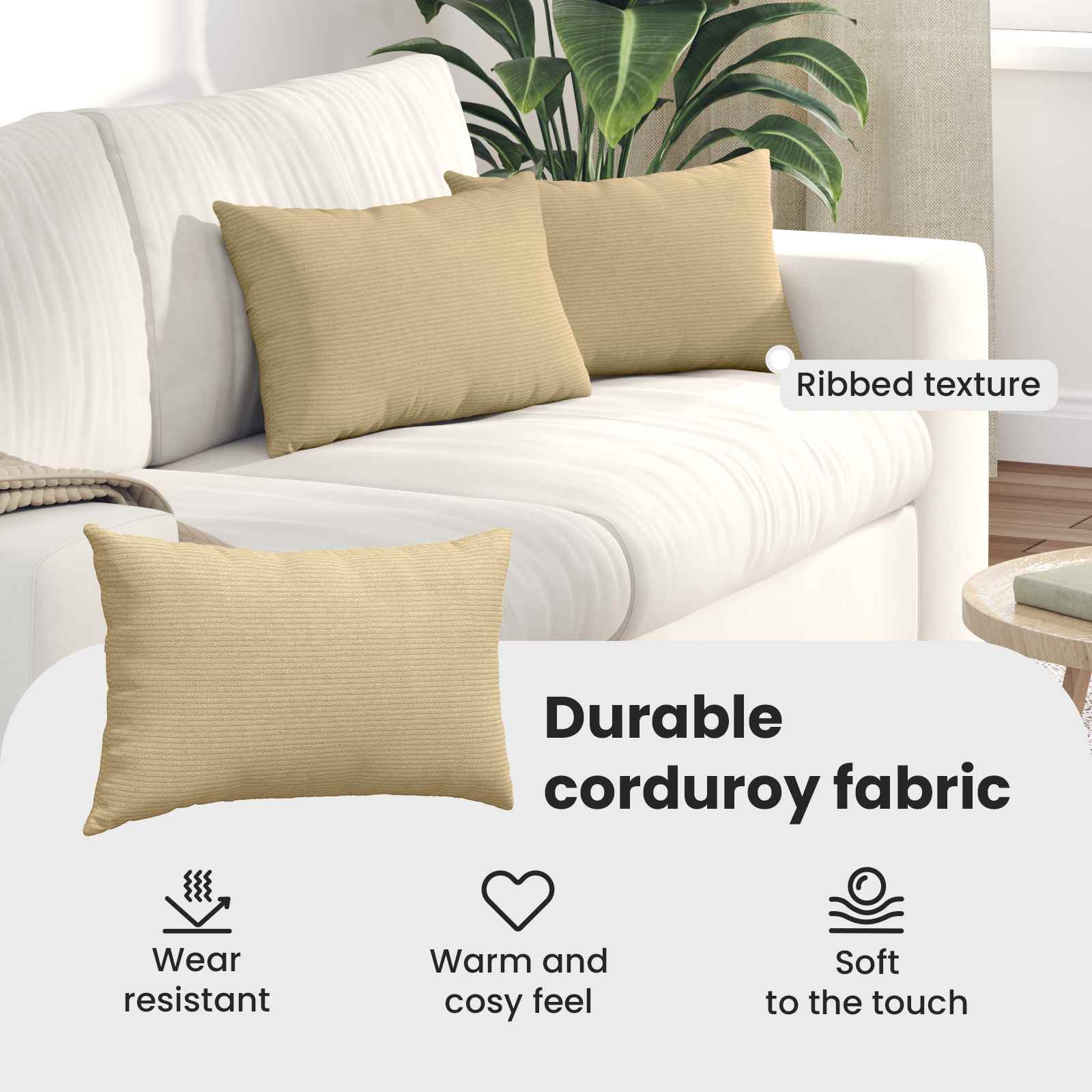 Sofa Pagalvės 2 pcs Pilkai žalia 50 x 30 cm Kordūrinis audinys