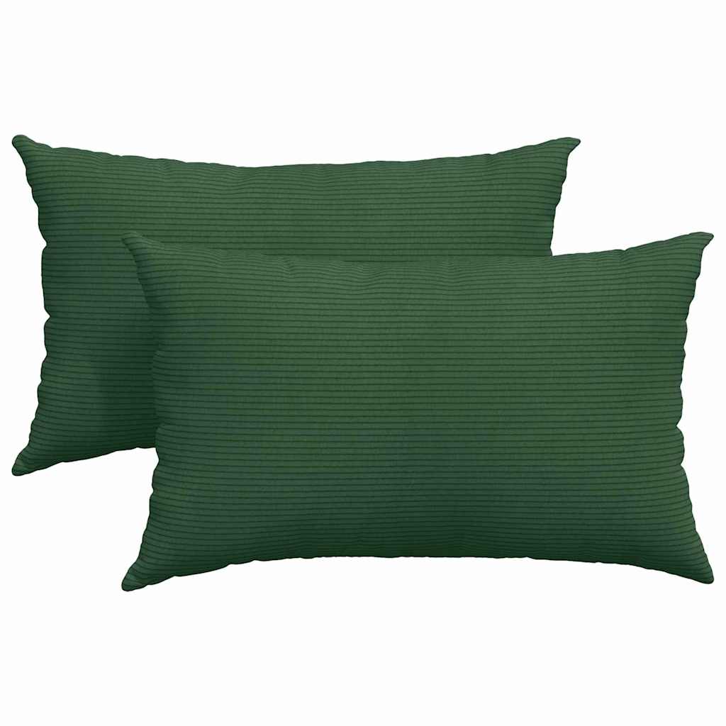 Sofa Cushions 2 pcs Dark green 50 x 30 cm Corduroy