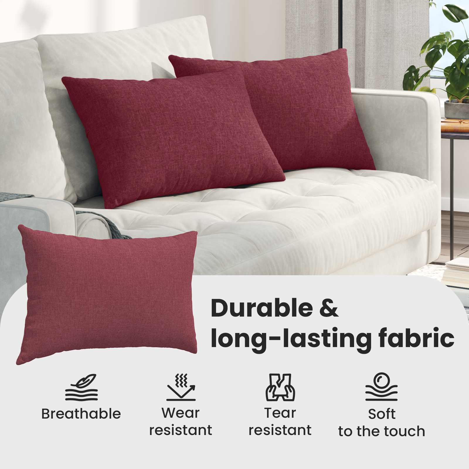 Sofa Cushions 2 pcs Wine red 40 x 60 cm