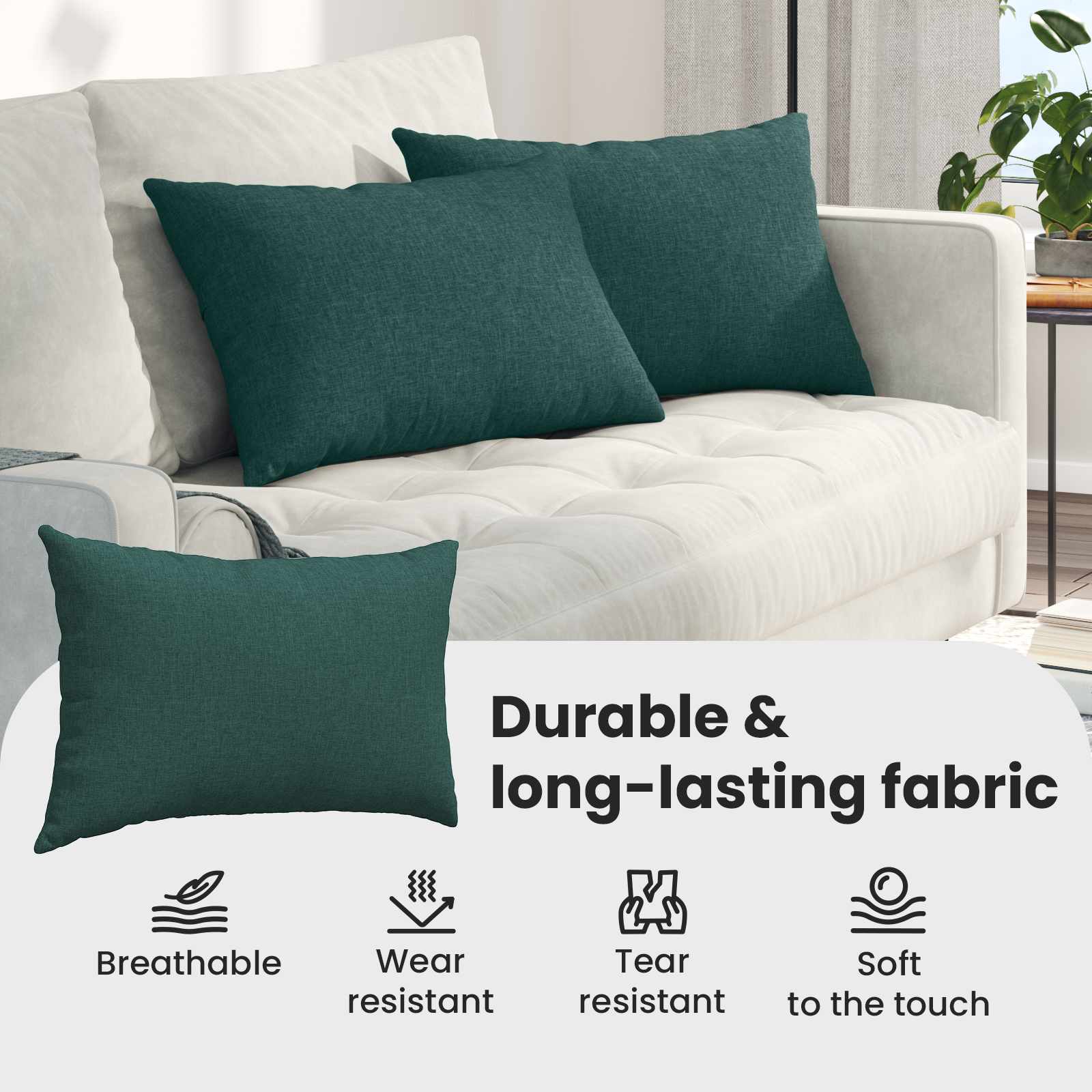 Sofa Pagalvės 2 pcs Tamsiai žalia 60 x 40 cm audinys