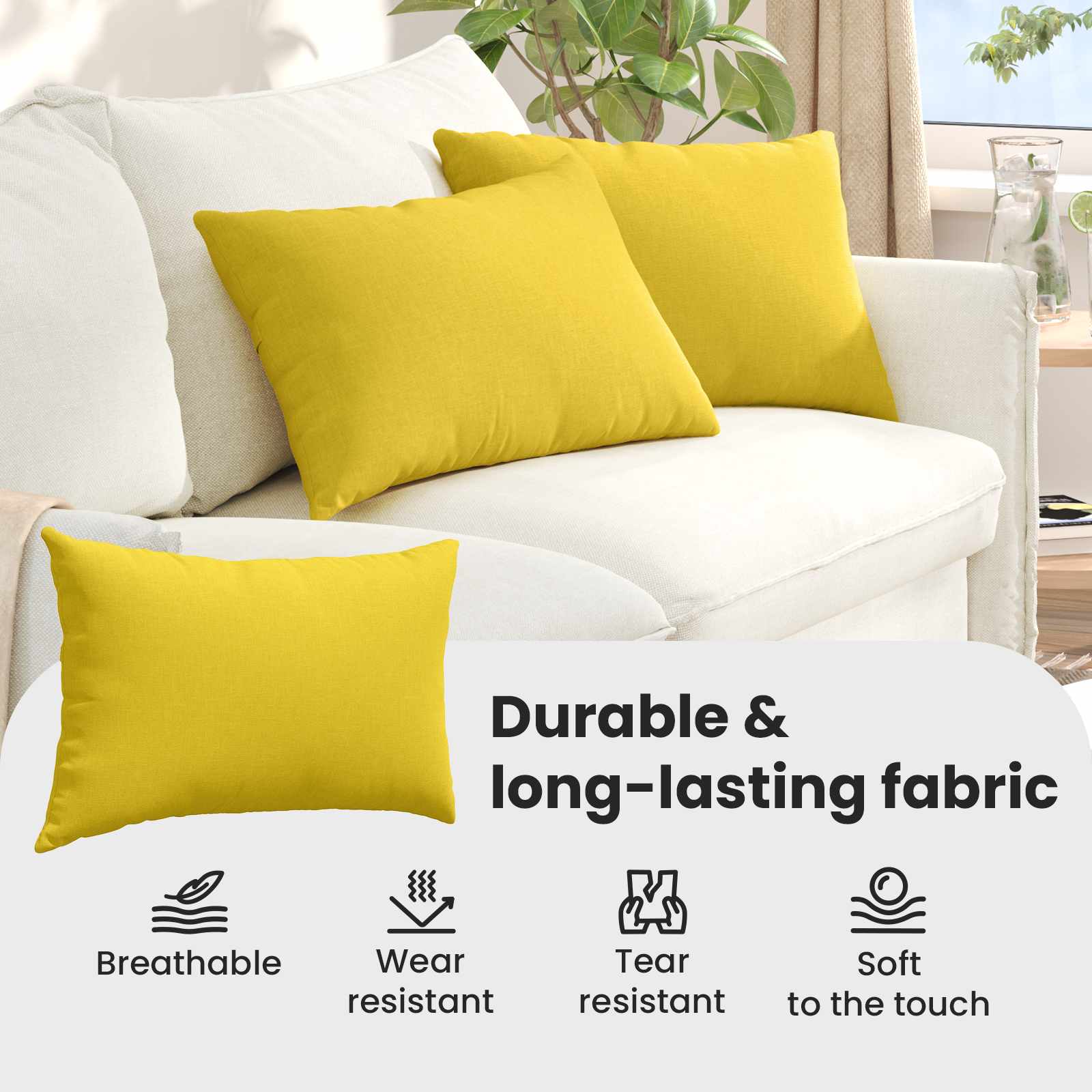 Sofa Pagalvės 2 pcs Šviesi geltona 60 x 40 cm audinys