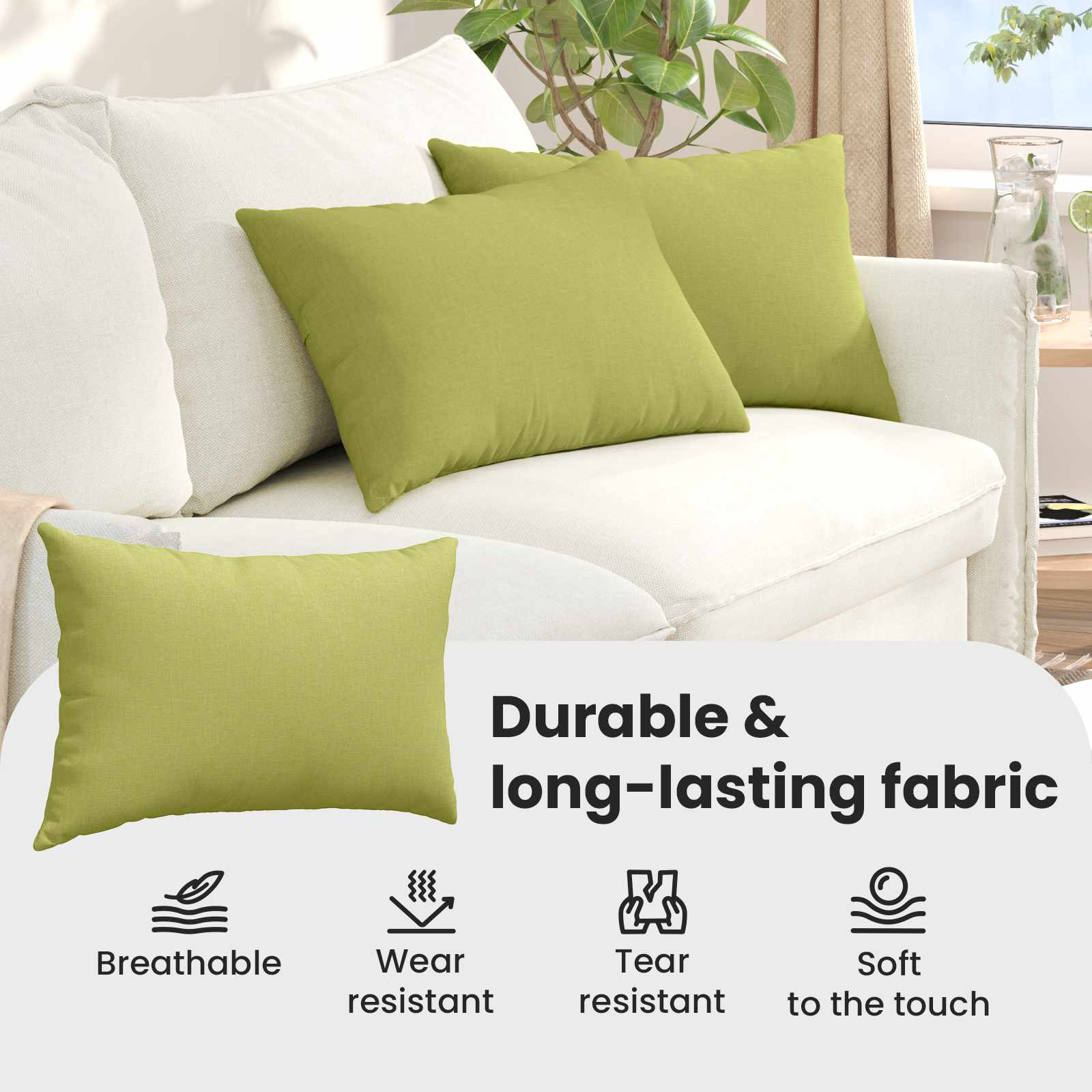 Sofa Pagalvės 2 pcs Šviesiai žalia 60 x 40 cm audinys