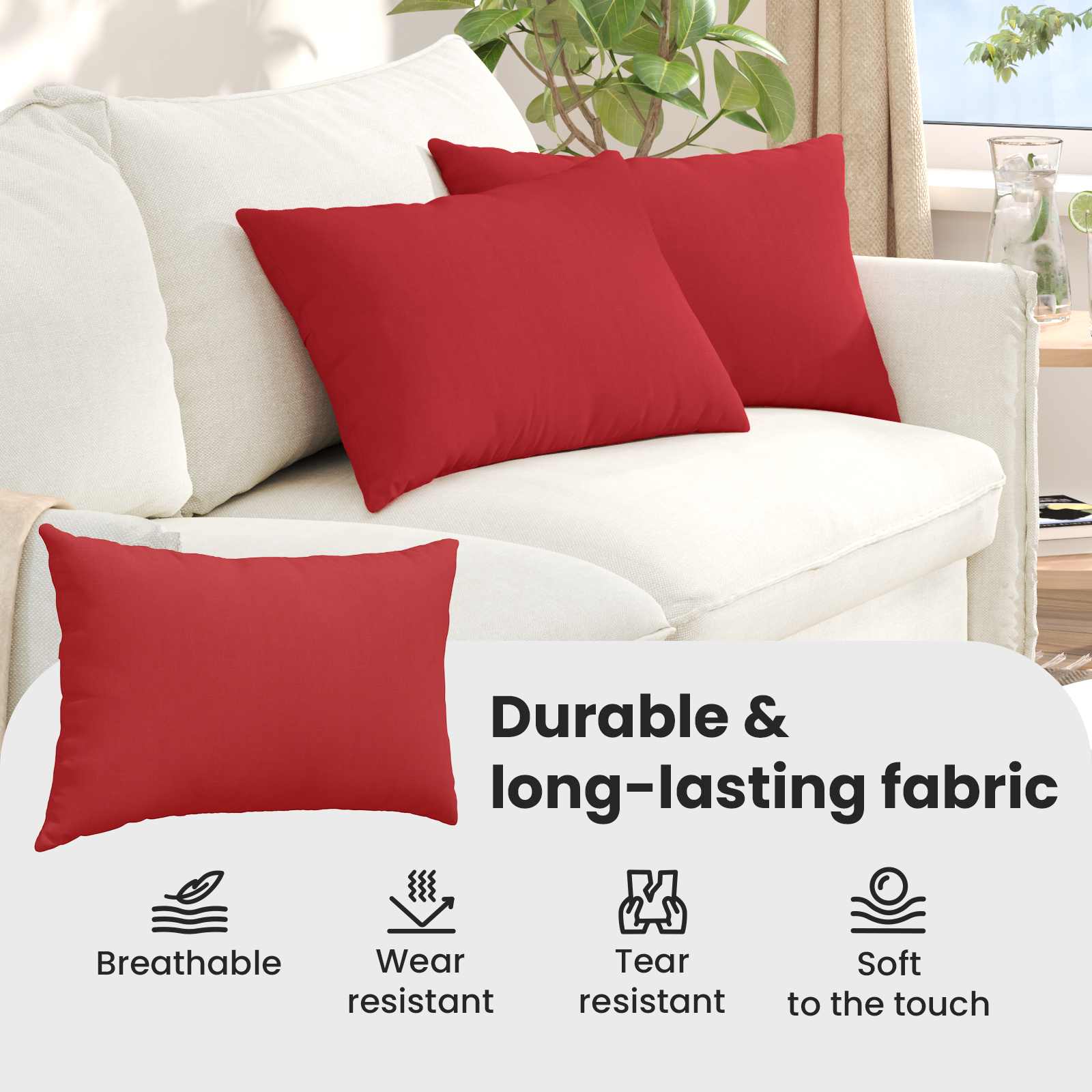 Sofa Pagalvės 2 pcs Raudona 60 x 40 cm audinys