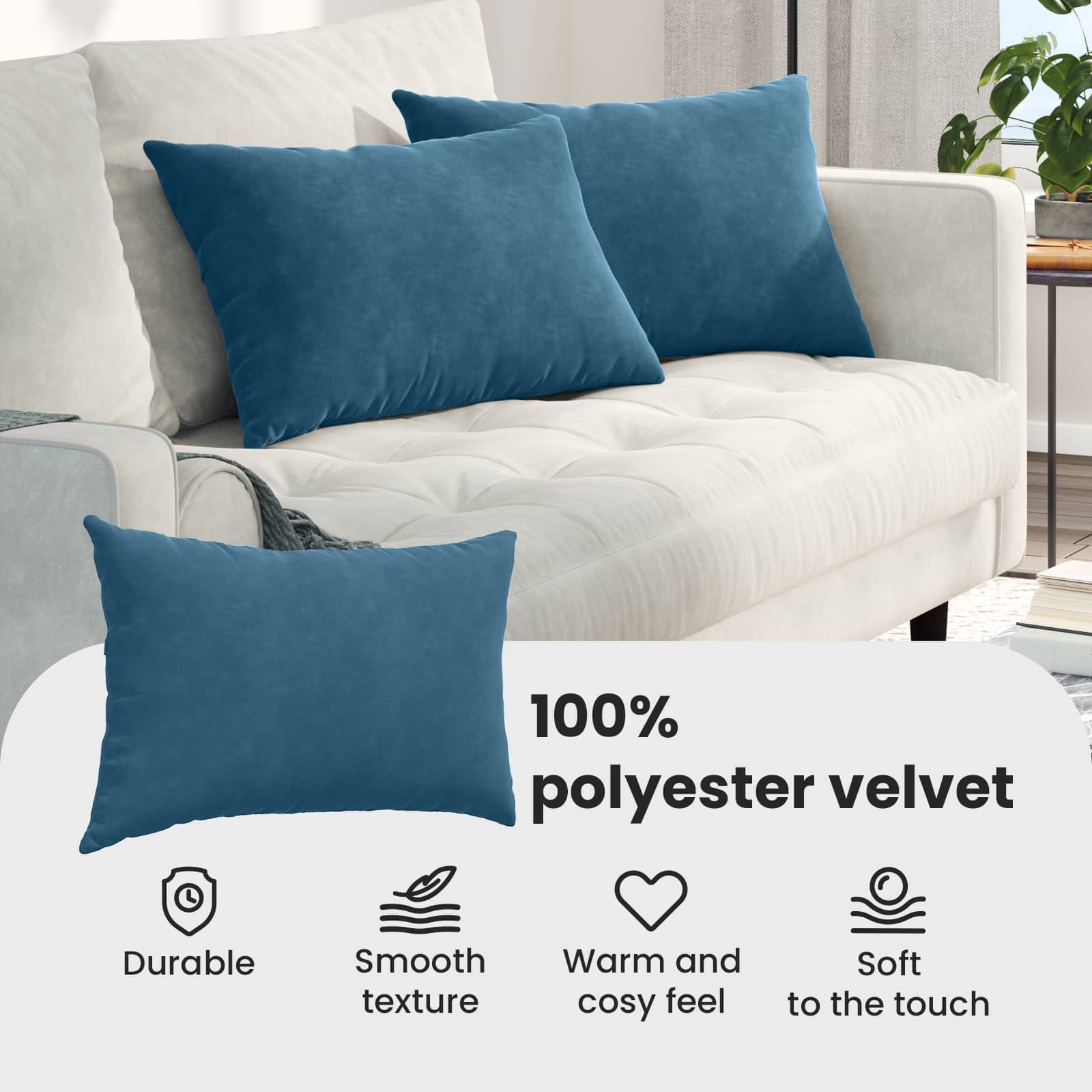 Sofa Cushions 2 pcs Blue 60 x 40 cm Corduroy fabric