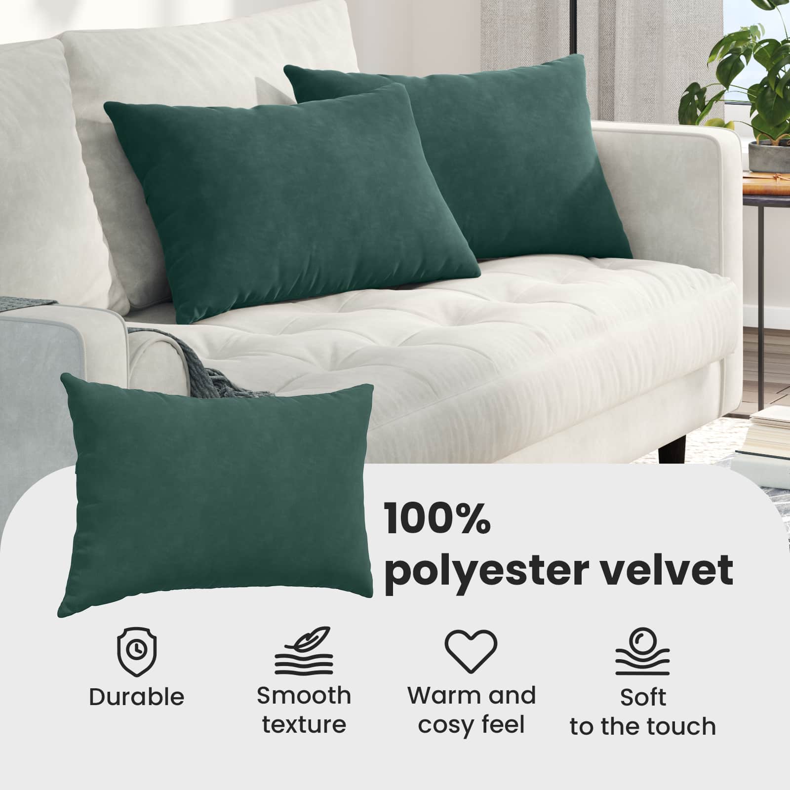 Sofa Pagalvės 2 pcs Tamsiai žalia 60 x 40 cm Kordūrinis audinys