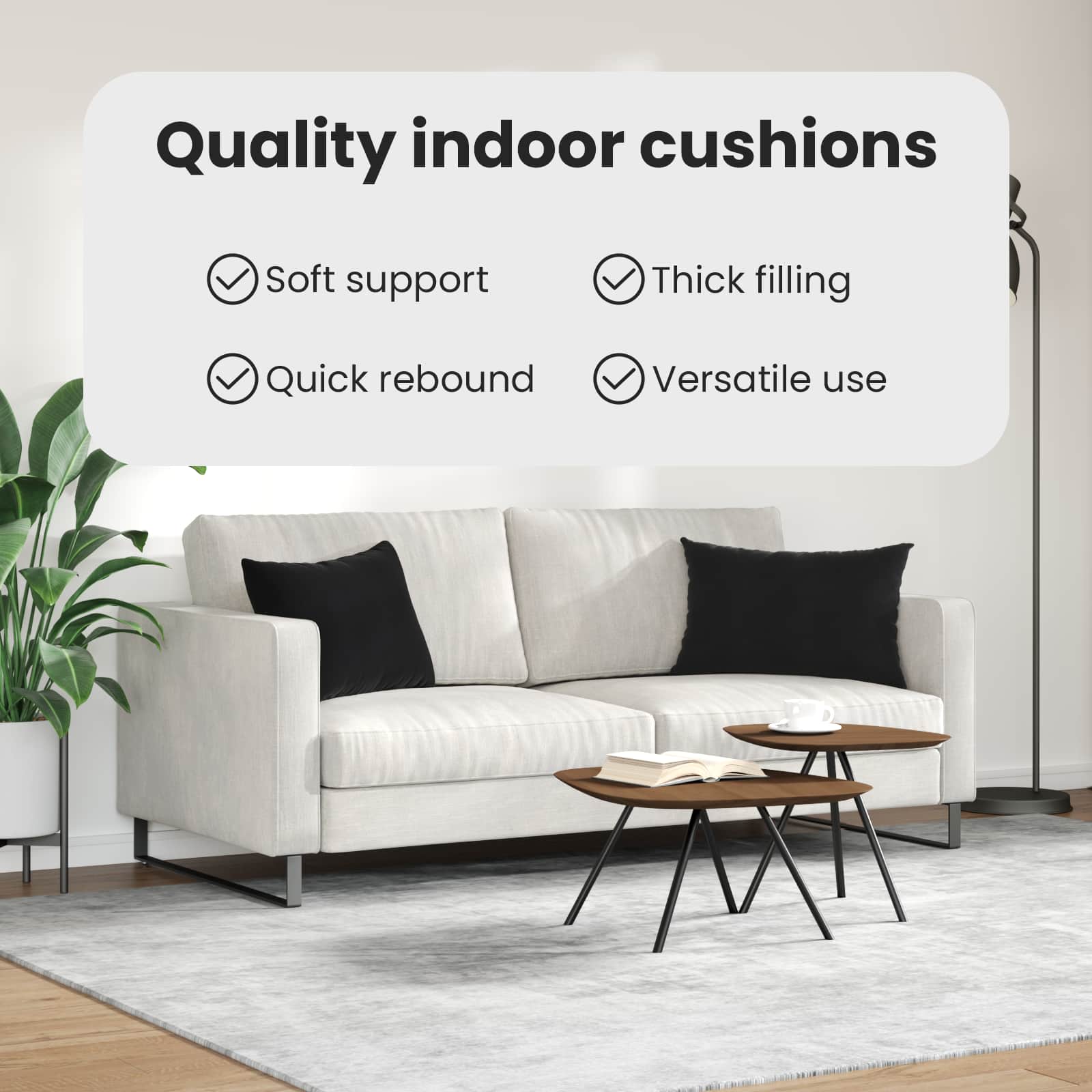 Sofa Pagalvės 2 pcs Juoda 60 x 40 cm Kordūrinis audinys