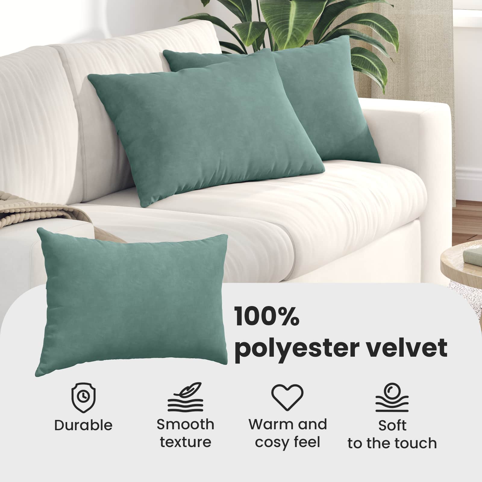 Sofa Pagalvės 2 pcs Jūrinė žalia 60 x 40 cm Kordūrinis audinys