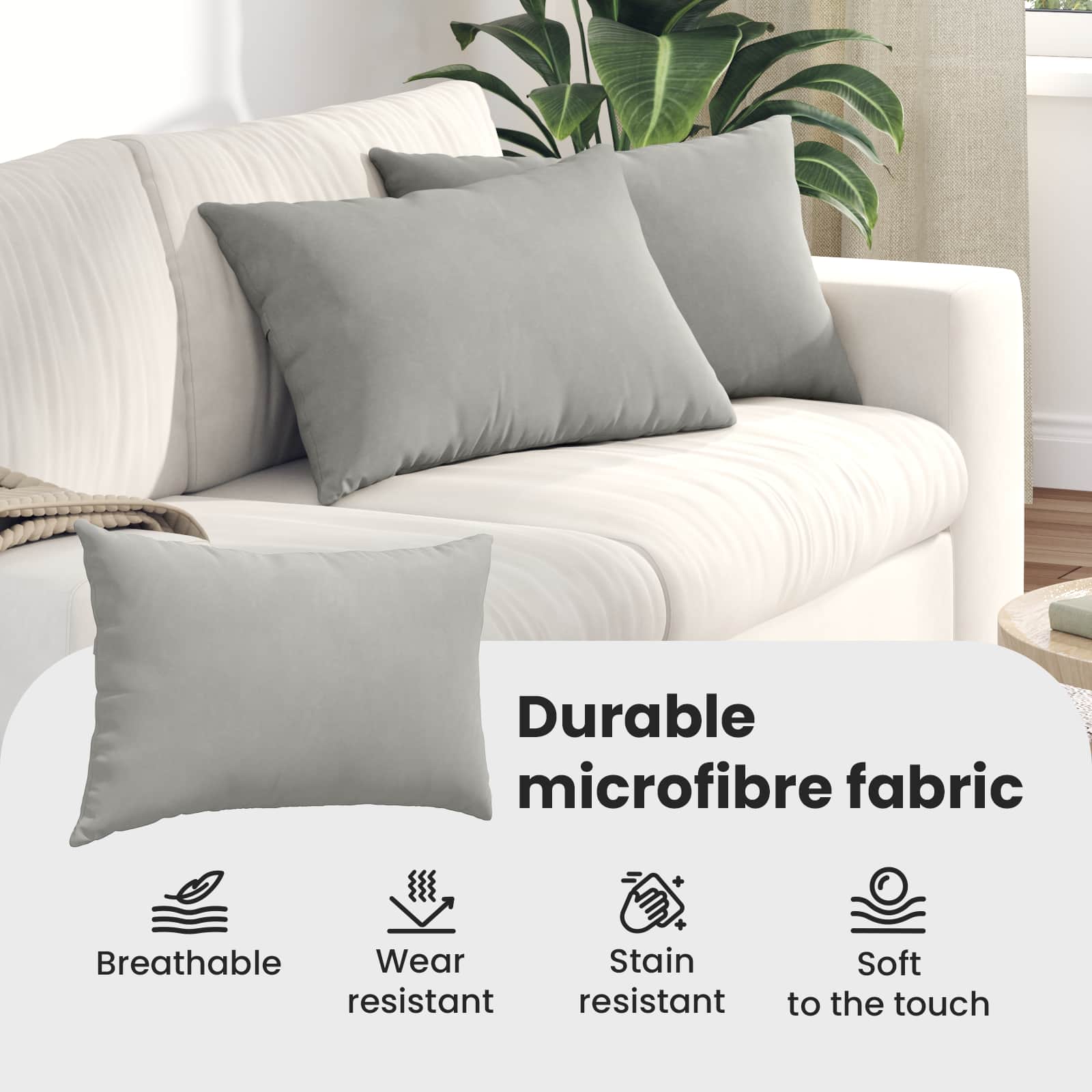 Sofa Pagalvės 2 pcs Šviesiai pilka 60 x 40 cm audinys