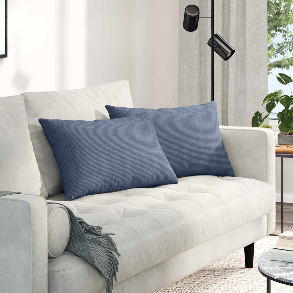 Dīvāna Spilveni 2 gab. Zili 60 x 40 cm Korduroja audums