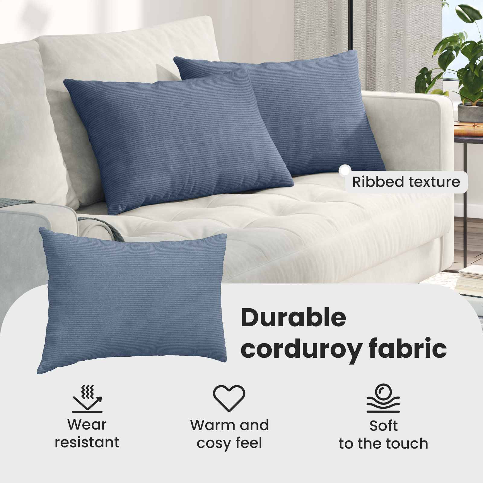 Sofa Pagalvės 2 pcs Mėlyna 60 x 40 cm Kordūrinis audinys