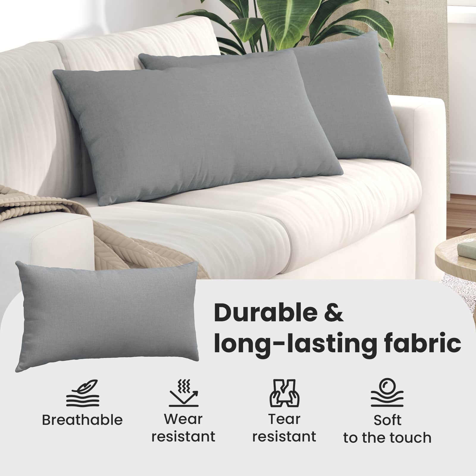 Sofa Pagalvės 2 pcs Šviesiai pilka 80 x 40 cm audinys