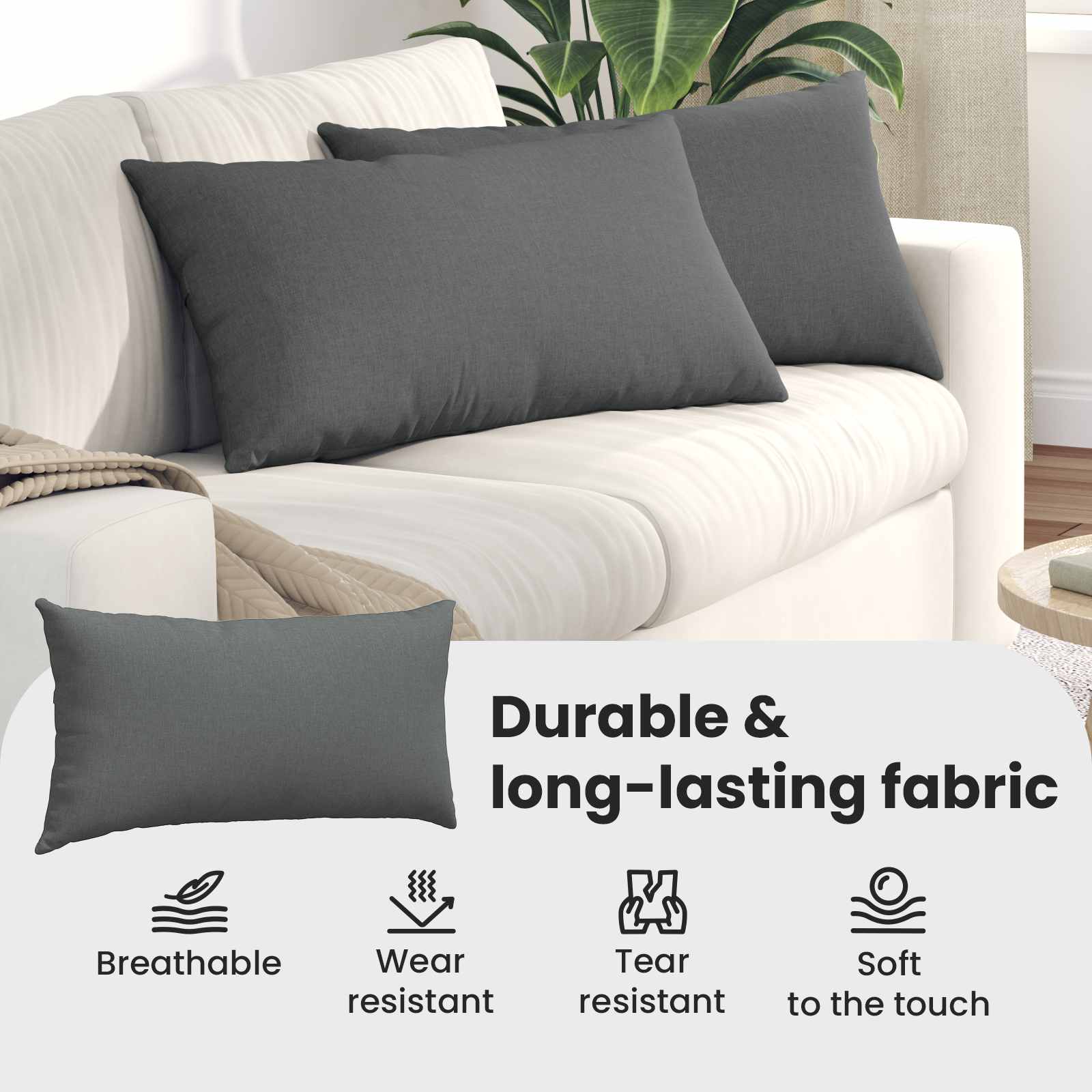 Sofa Pagalvės 2 pcs Tamsiai pilka 80 x 40 cm audinys