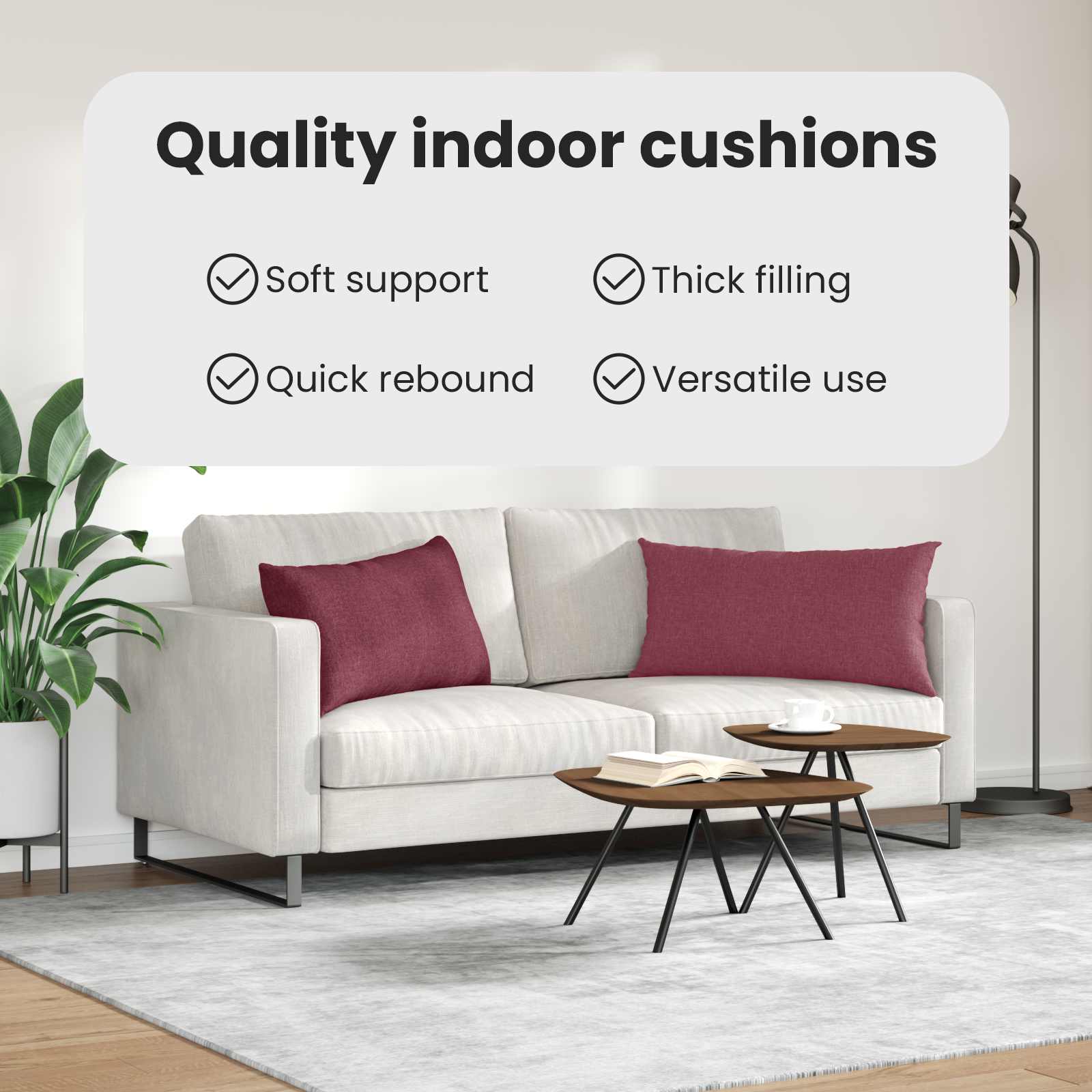 Sofa Pagalvės 2 pcs Vyno raudona 80 x 40 cm audinys