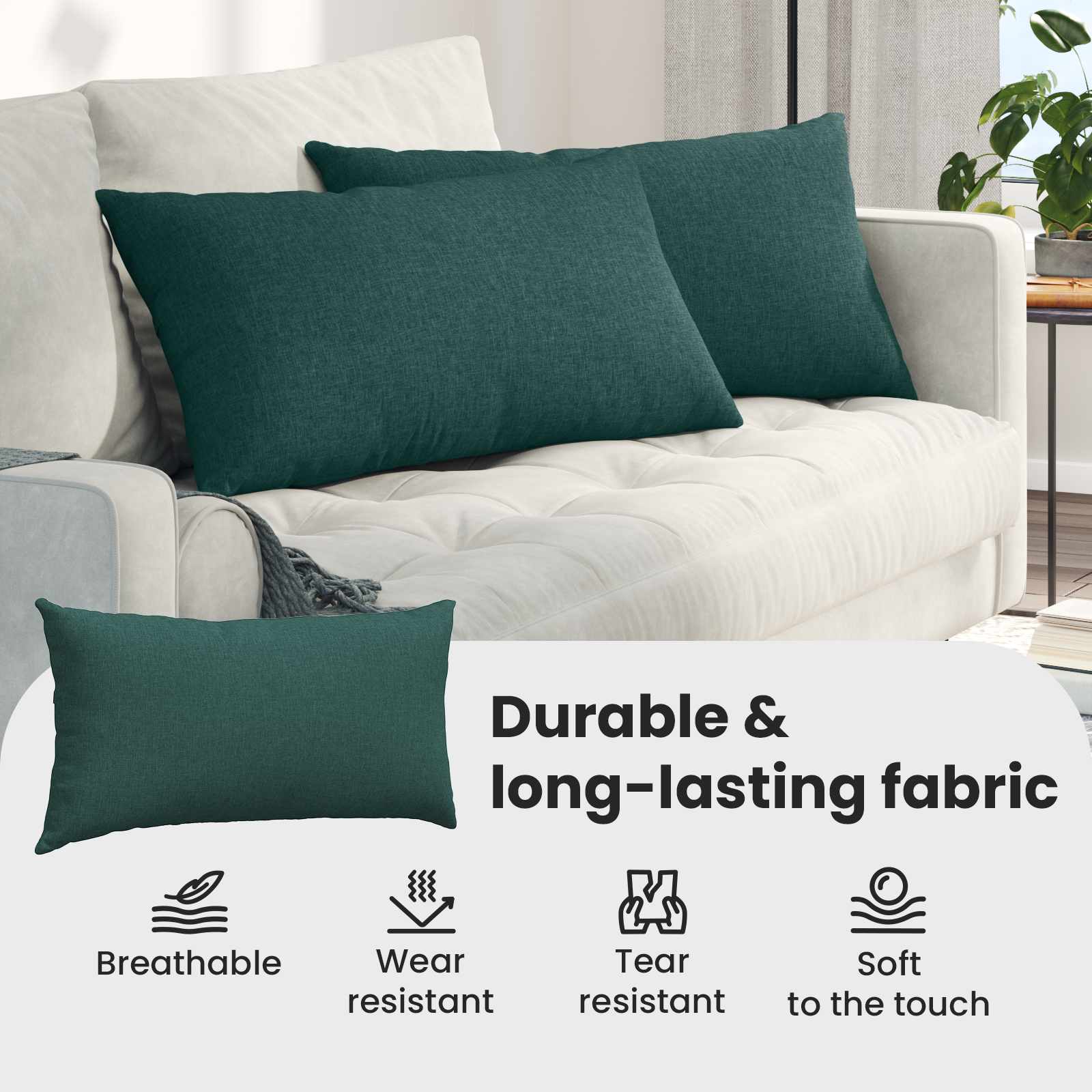 Sofa Pagalvės 2 pcs Tamsiai žalia 80 x 40 cm audinys