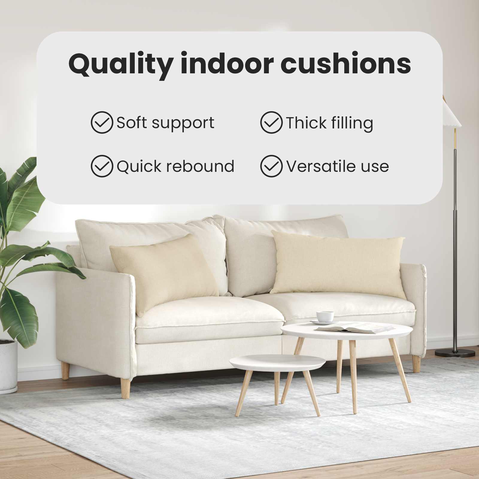 Sofa Pagalvės 2 pcs Kreminė 80 x 40 cm audinys