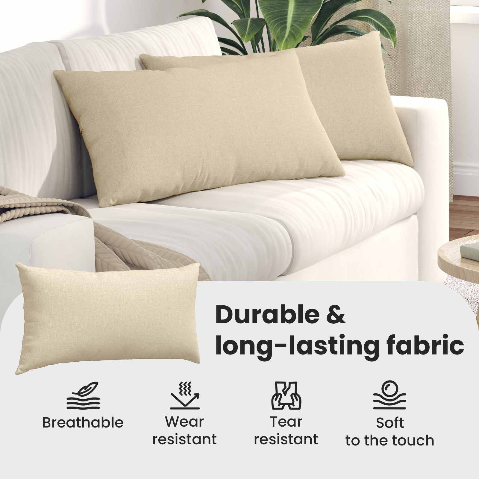 Sofa Pagalvės 2 pcs Kreminė 80 x 40 cm audinys