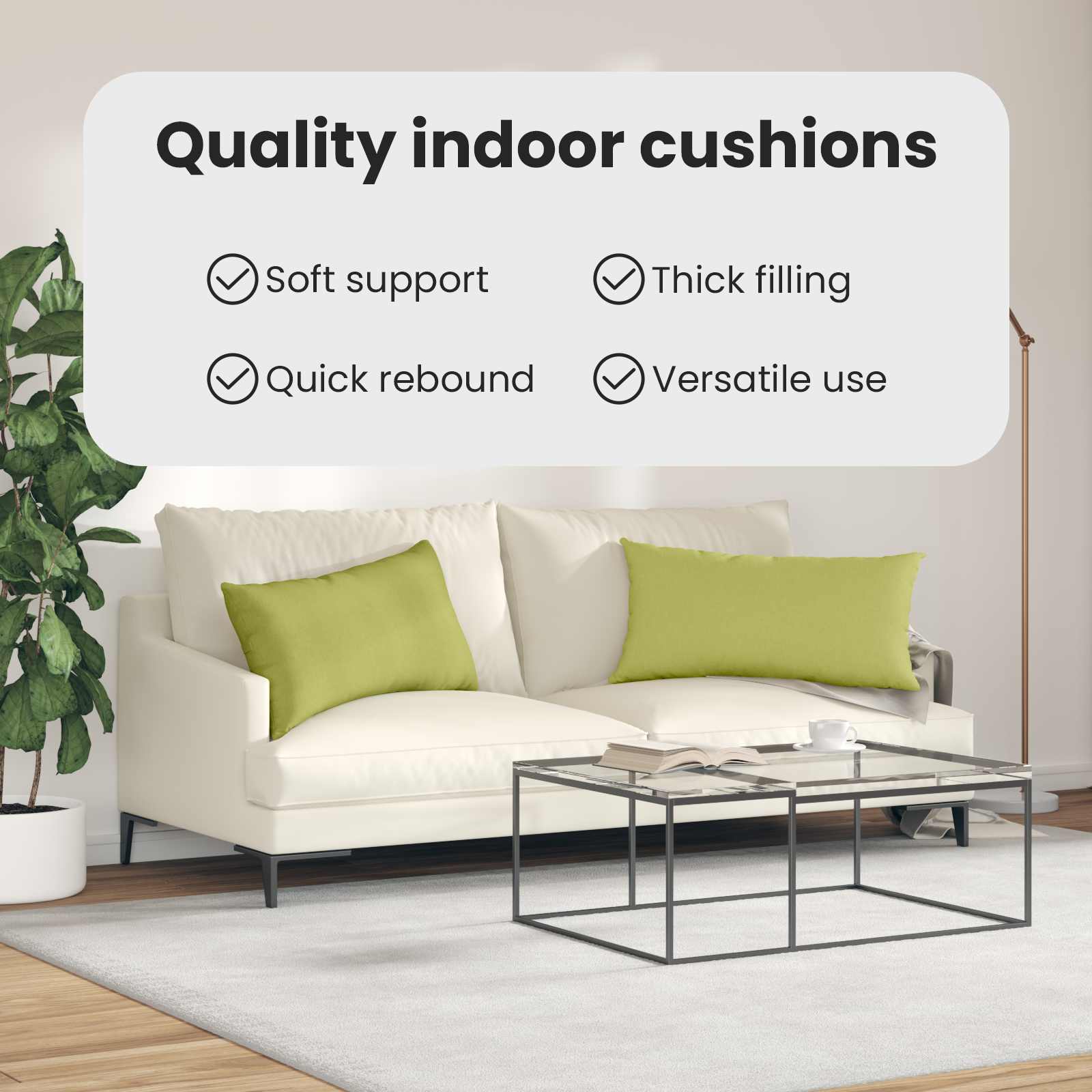 Sofa Pagalvės 2 pcs Šviesiai žalia 80 x 40 cm audinys