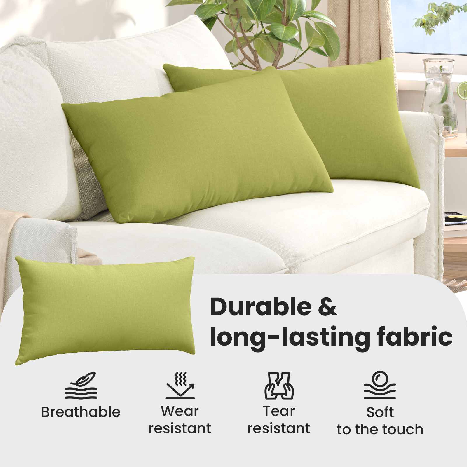 Sofa Pagalvės 2 pcs Šviesiai žalia 80 x 40 cm audinys