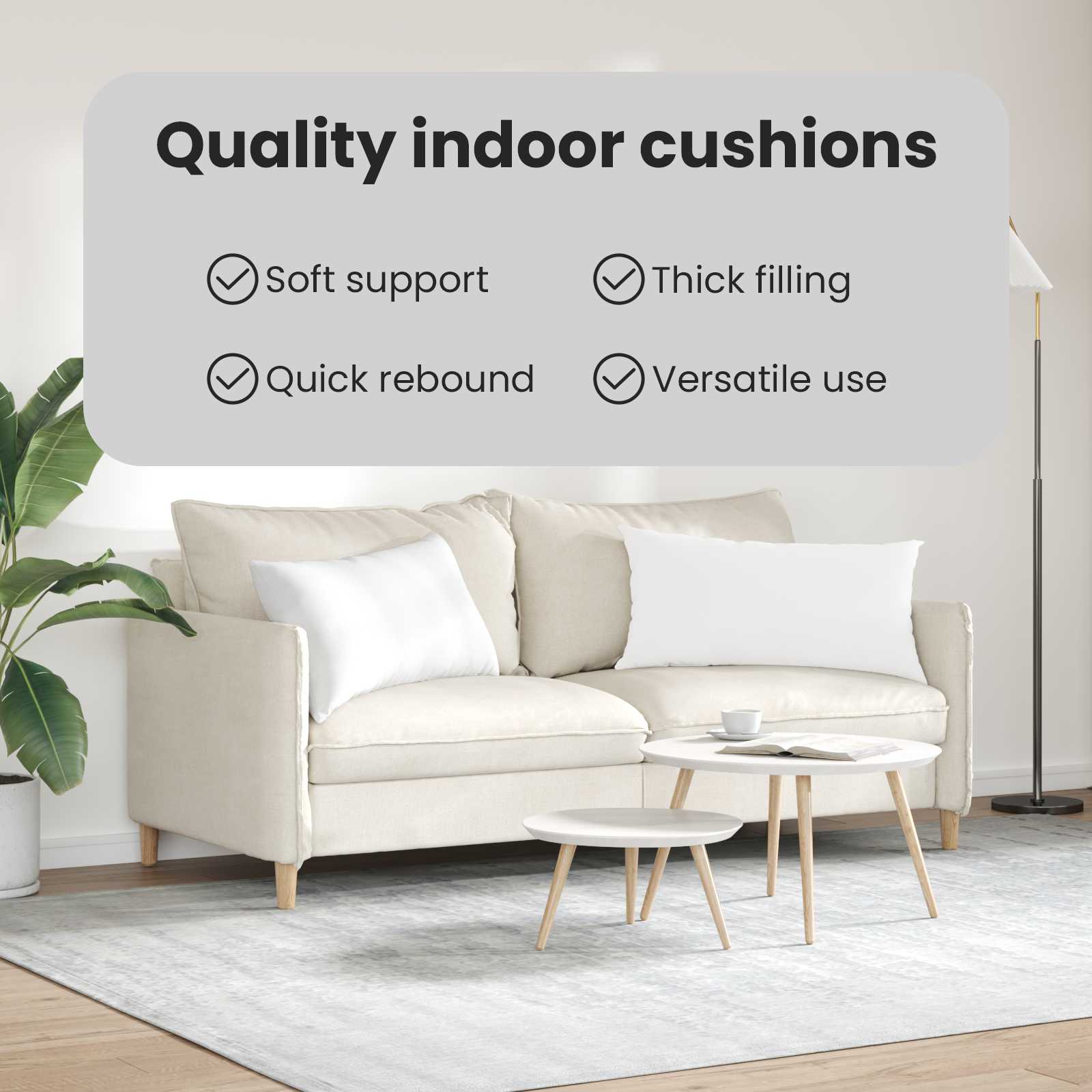 Sofa Cushions 2 pcs White 80 x 40 cm fabric