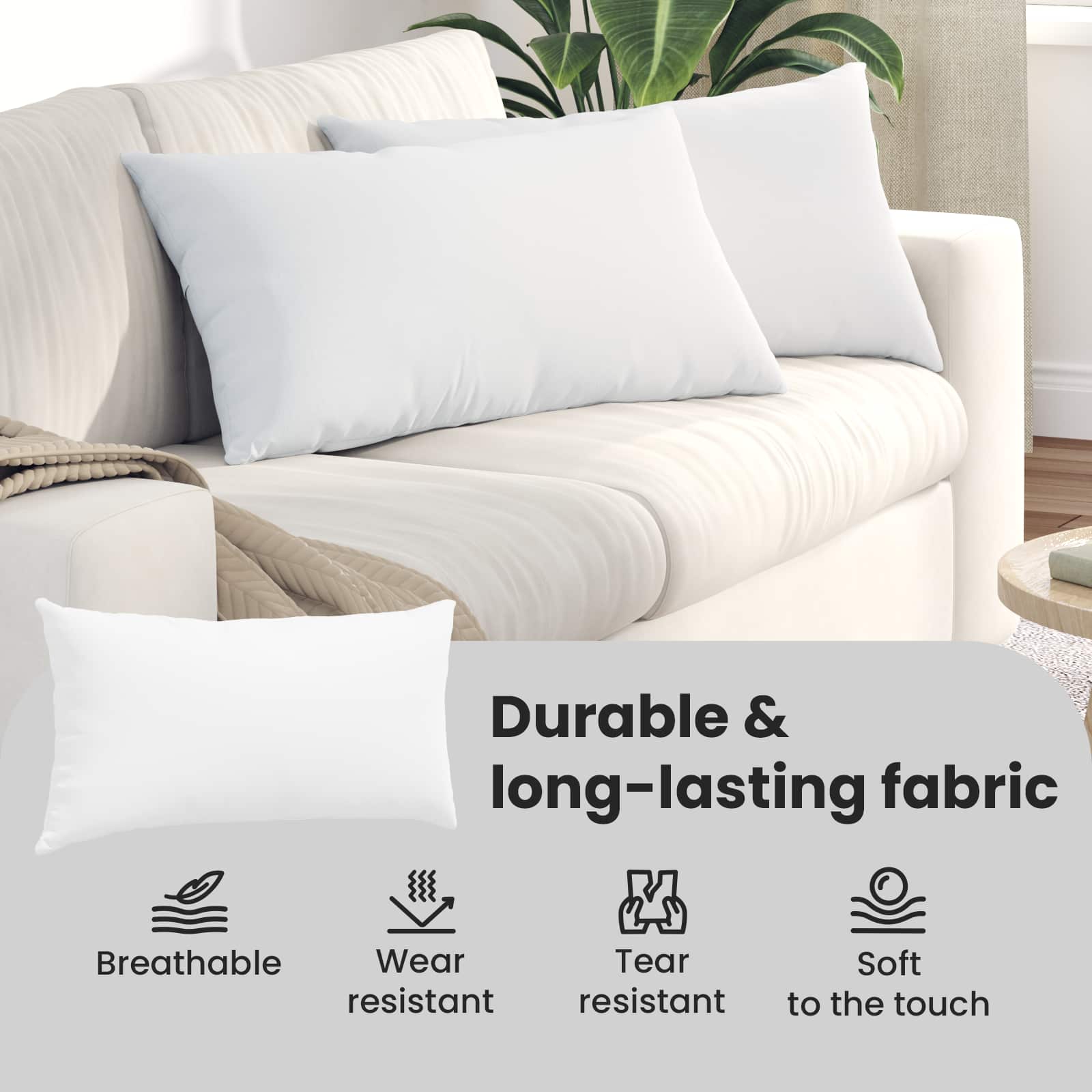 Sofa Cushions 2 pcs White 80 x 40 cm fabric