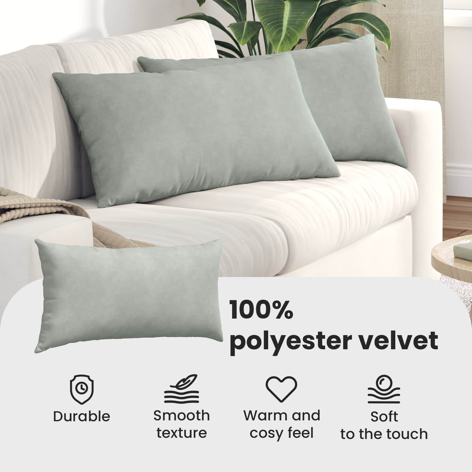Sofa Cushions 2 pcs Light grey 80 x 40 cm