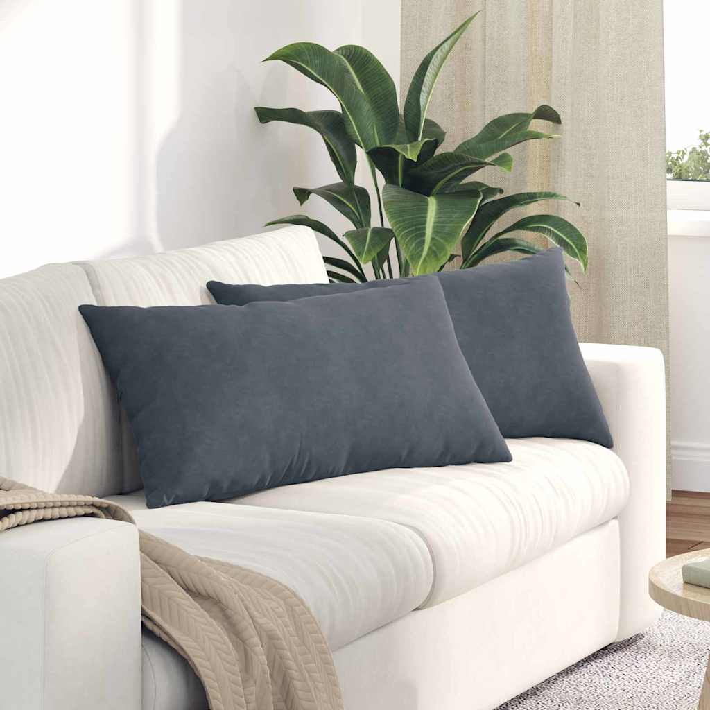 Sofa Pillows 2 pcs Dark Grey 80 x 40 cm Corduroy Fabric