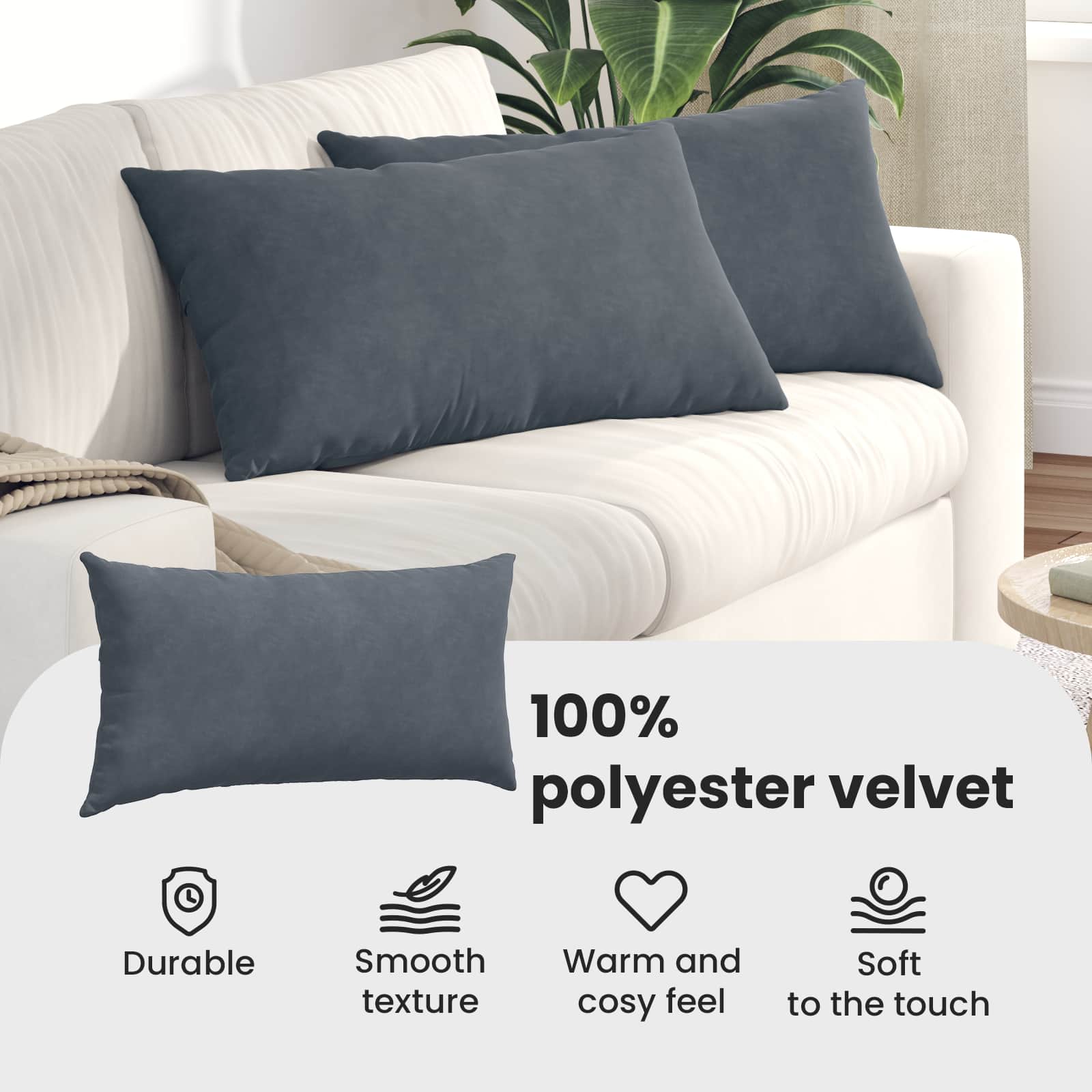 Sofa Pagalvės 2 pcs Tamsiai pilka 80 x 40 cm Kordūrinis audinys