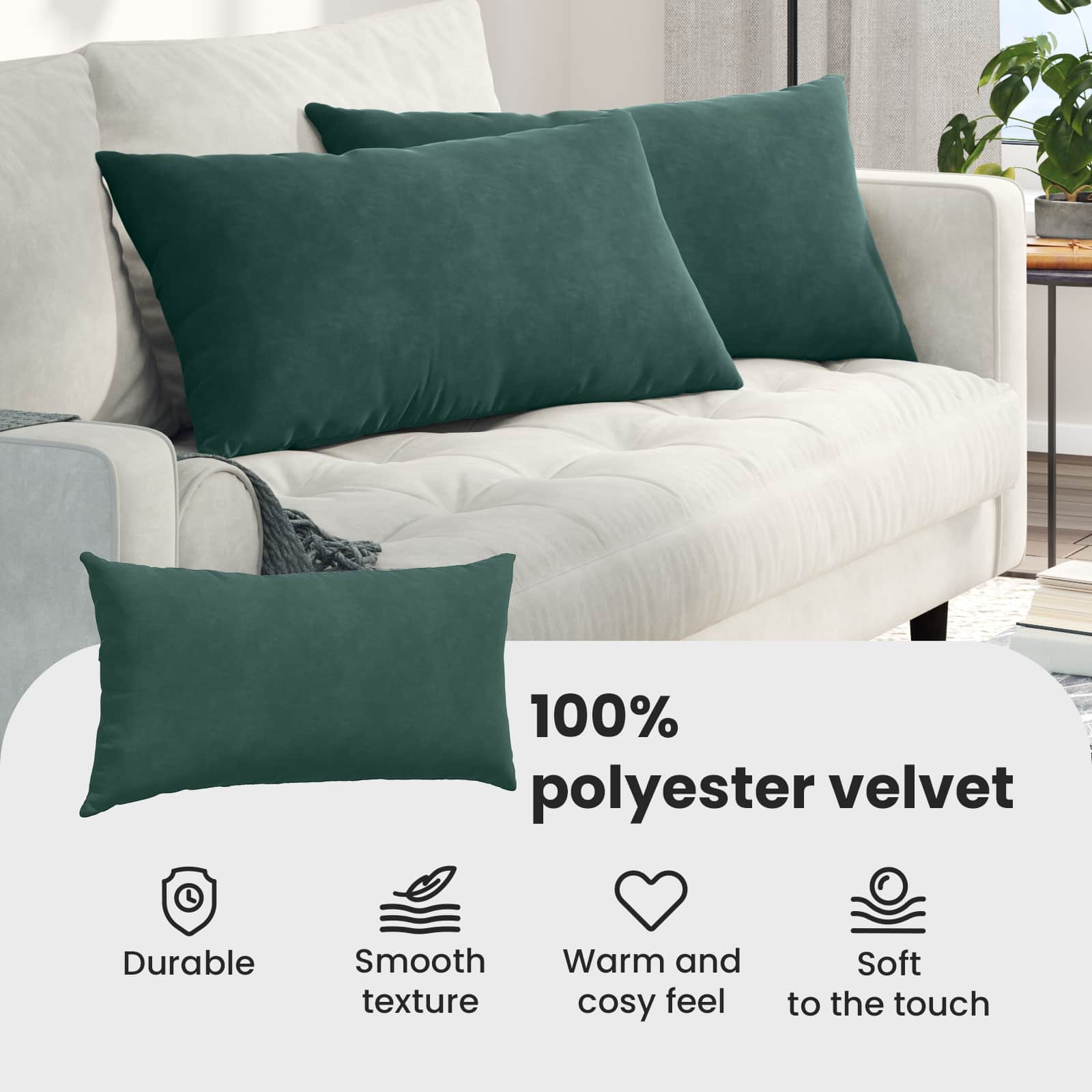 Sofa Pagalvės 2 pcs Tamsiai žalia 80 x 40 cm Kordūrinis audinys