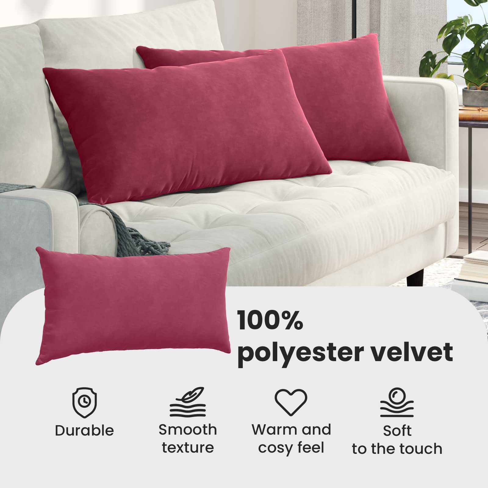 Sofa Pillows 2 pcs Wine red 80 x 40 cm Corduroy fabric