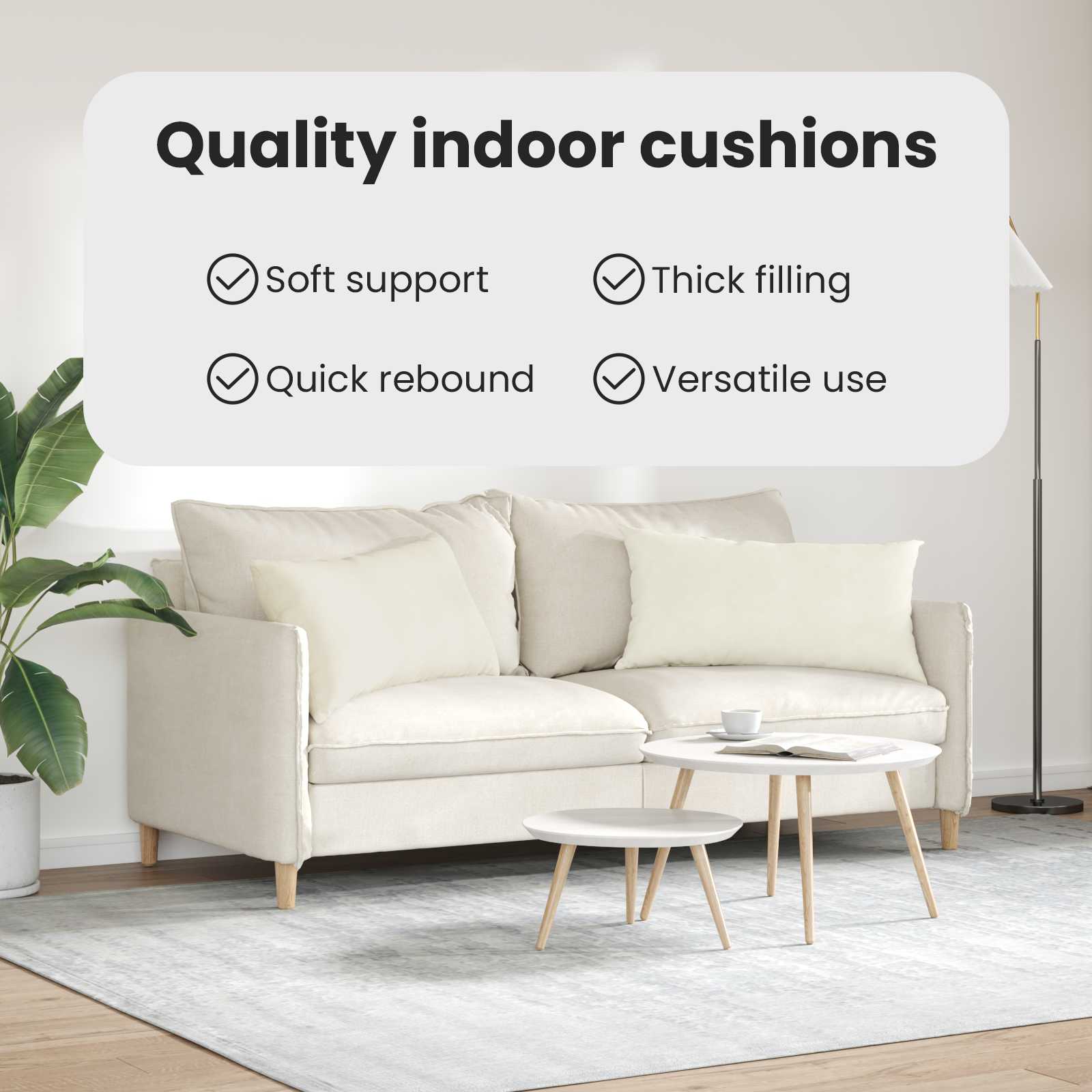 Sofa Pagalvės 2 pcs Kreminė 80 x 40 cm Kordūrinis audinys